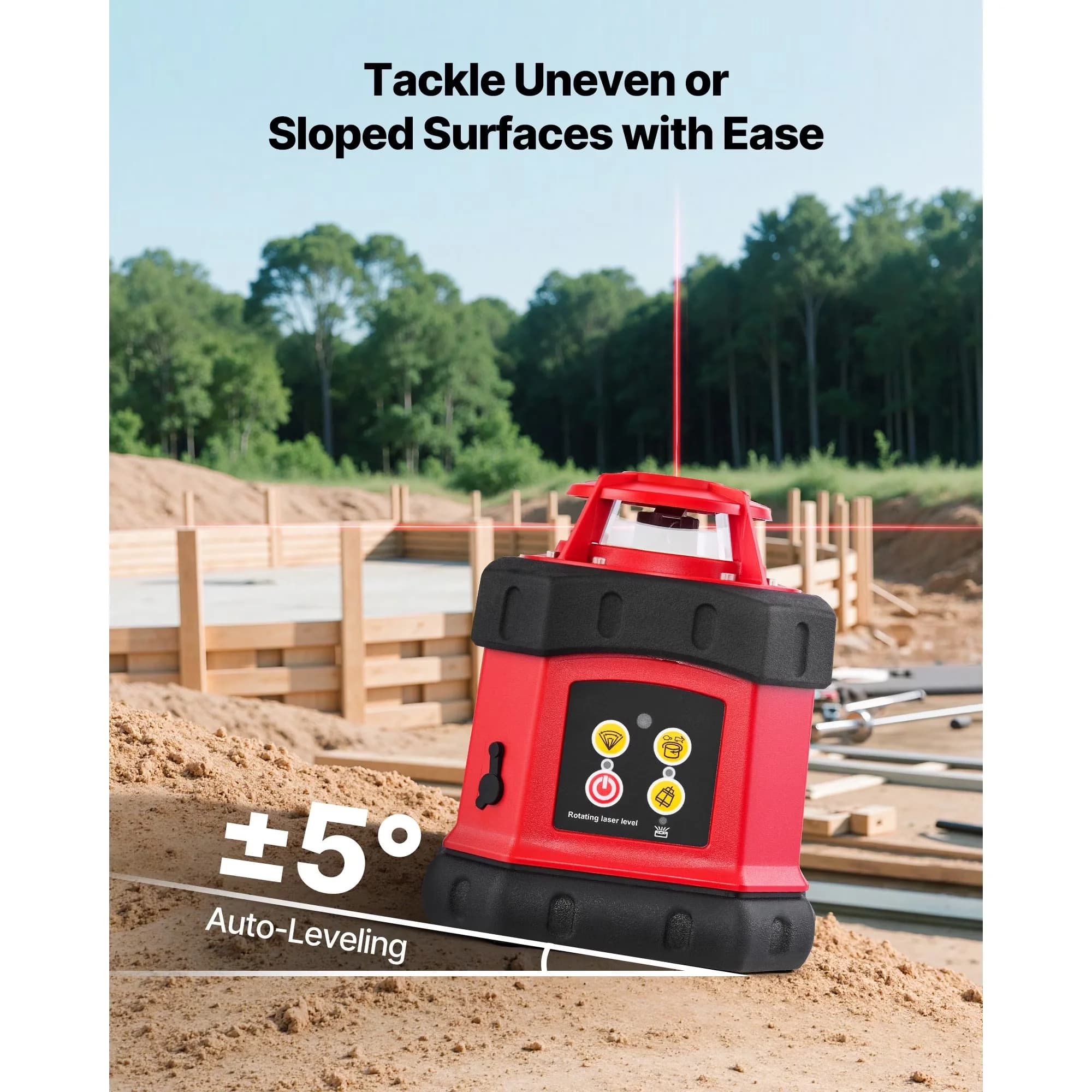 Measuring Layout Essential with Battery, Adjustable, Rotary Laser Level Kit - Red Model 4CA21C