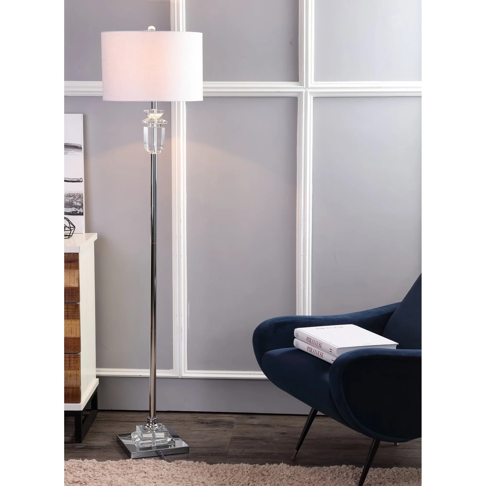 Compact Floor Lamp with LED, Standard Lamps, Aria 63" Crystal/Metal LED - Iron Clear Model 6A3F6C