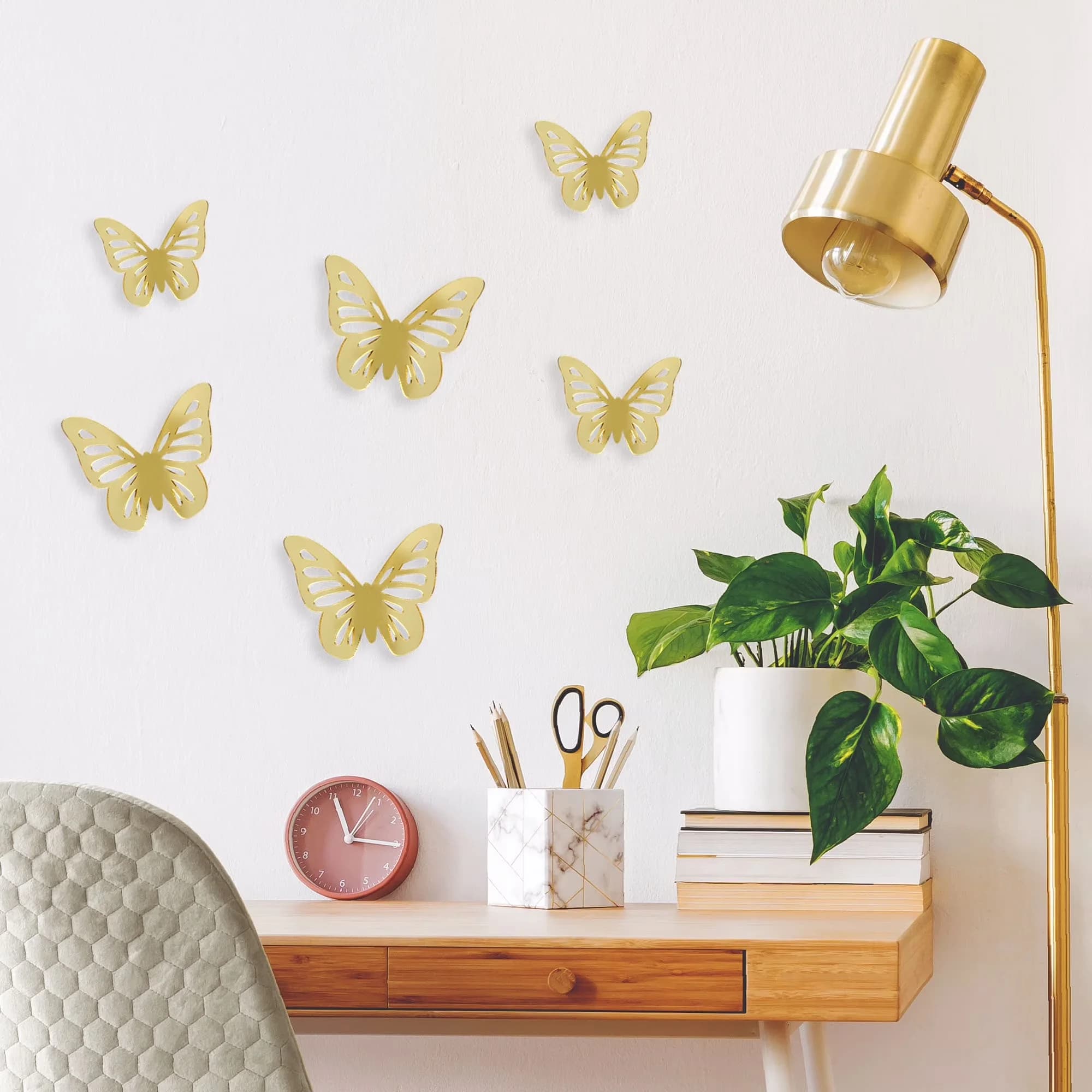 Essential Wallpaper Wall Decals Wall Covering with Flexible, No Drilling Required - Gold Acrylic Model BA23FF