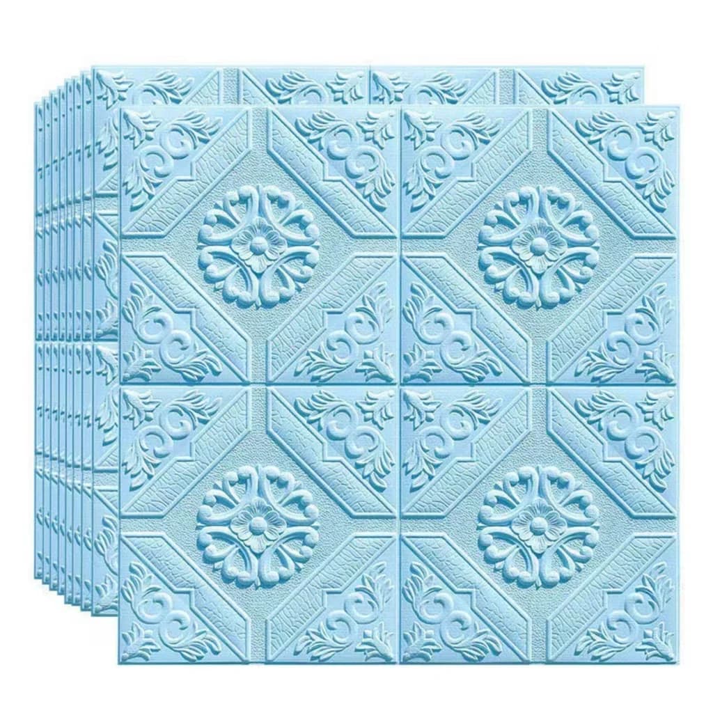 Essential Wallpaper Wall Decals Wall Covering - Blue Palaces 10Pcs - Low Maintenance Model EC37DF