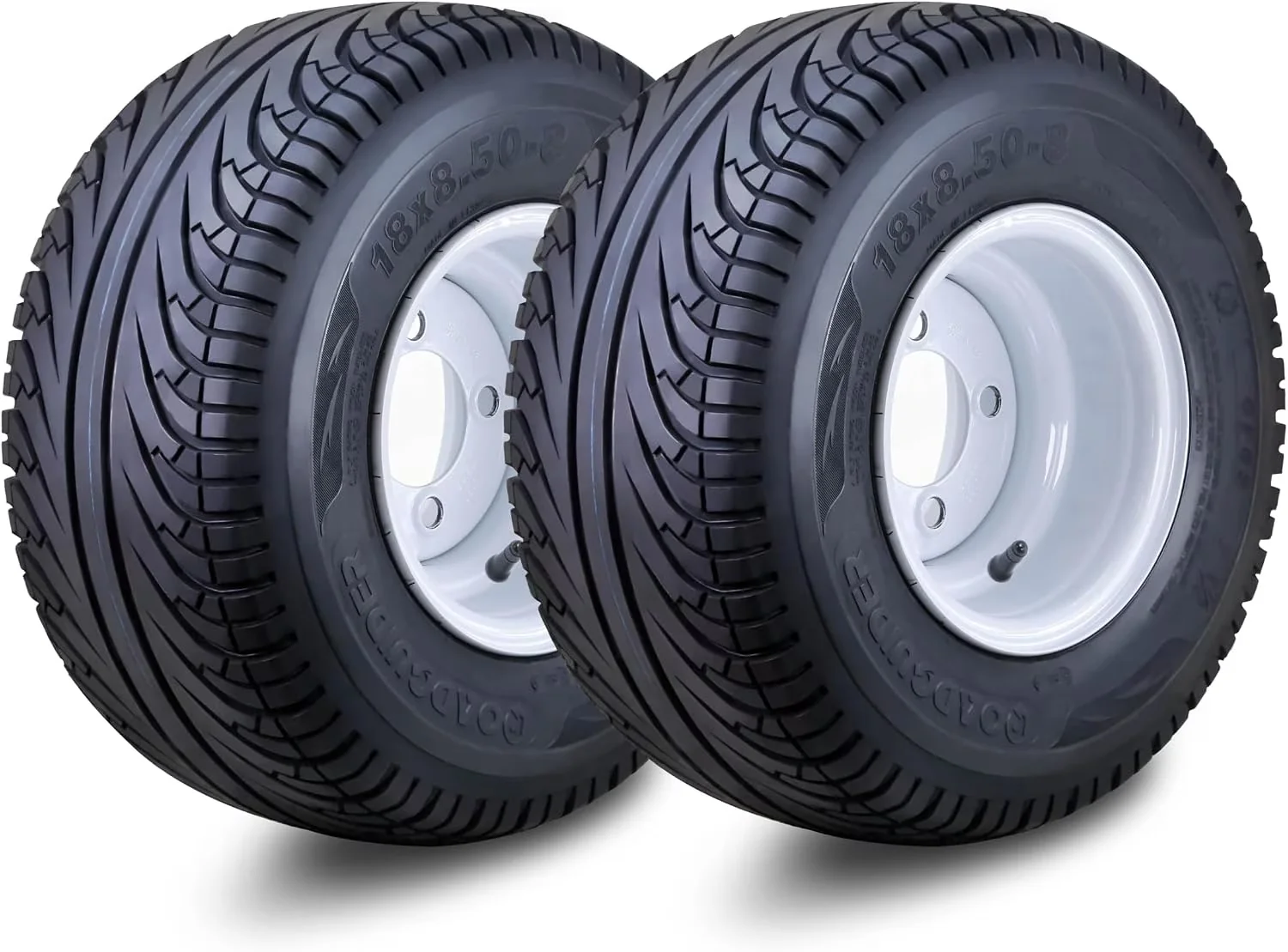 Golf Cart Tire Professional with Smooth, Heavy-Duty, 4 Lugs on 4" PCD White Rim - Model 787AD0