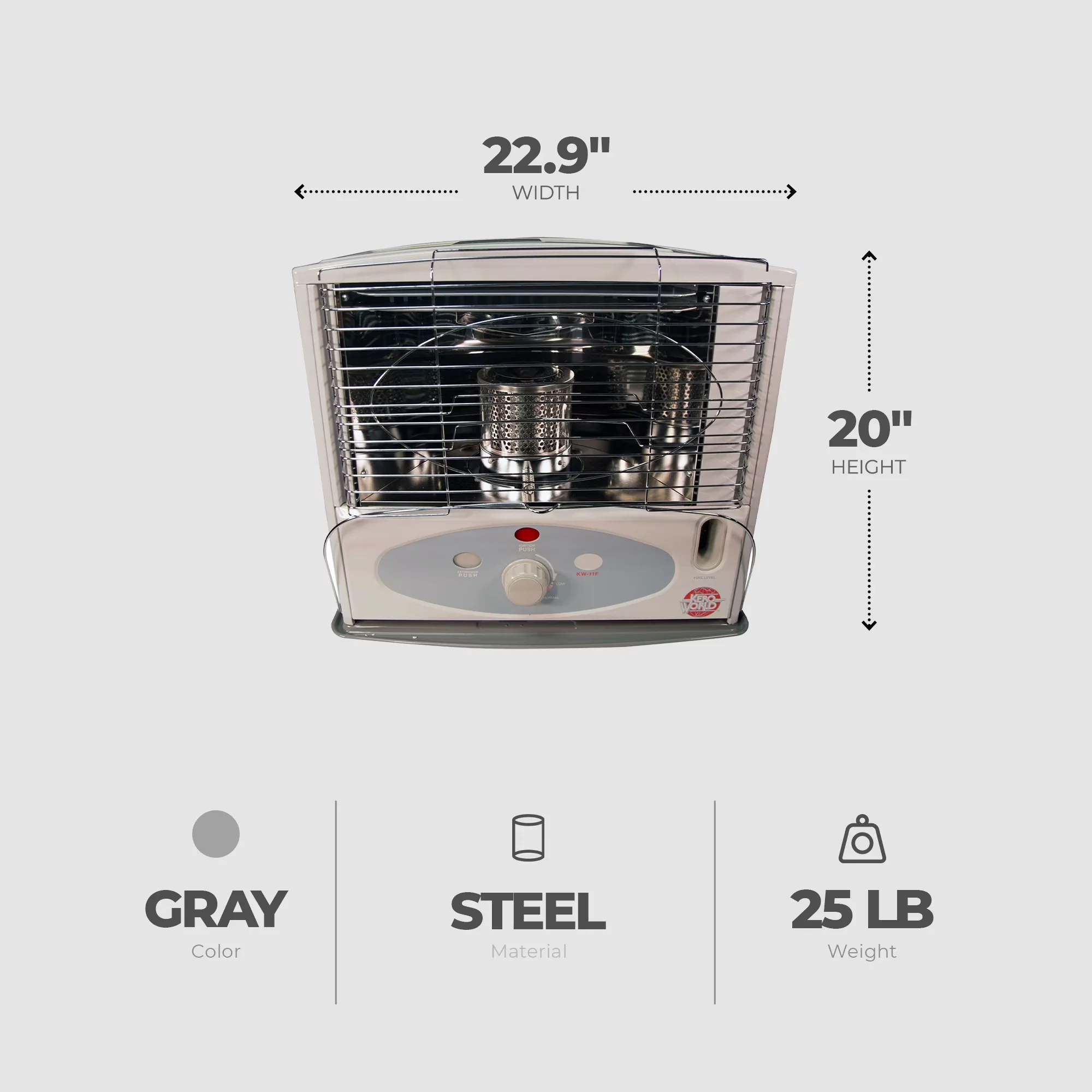 Premium Portable And Electric Space Heater with 10000 BTU, Removable - Gray Model 664A72