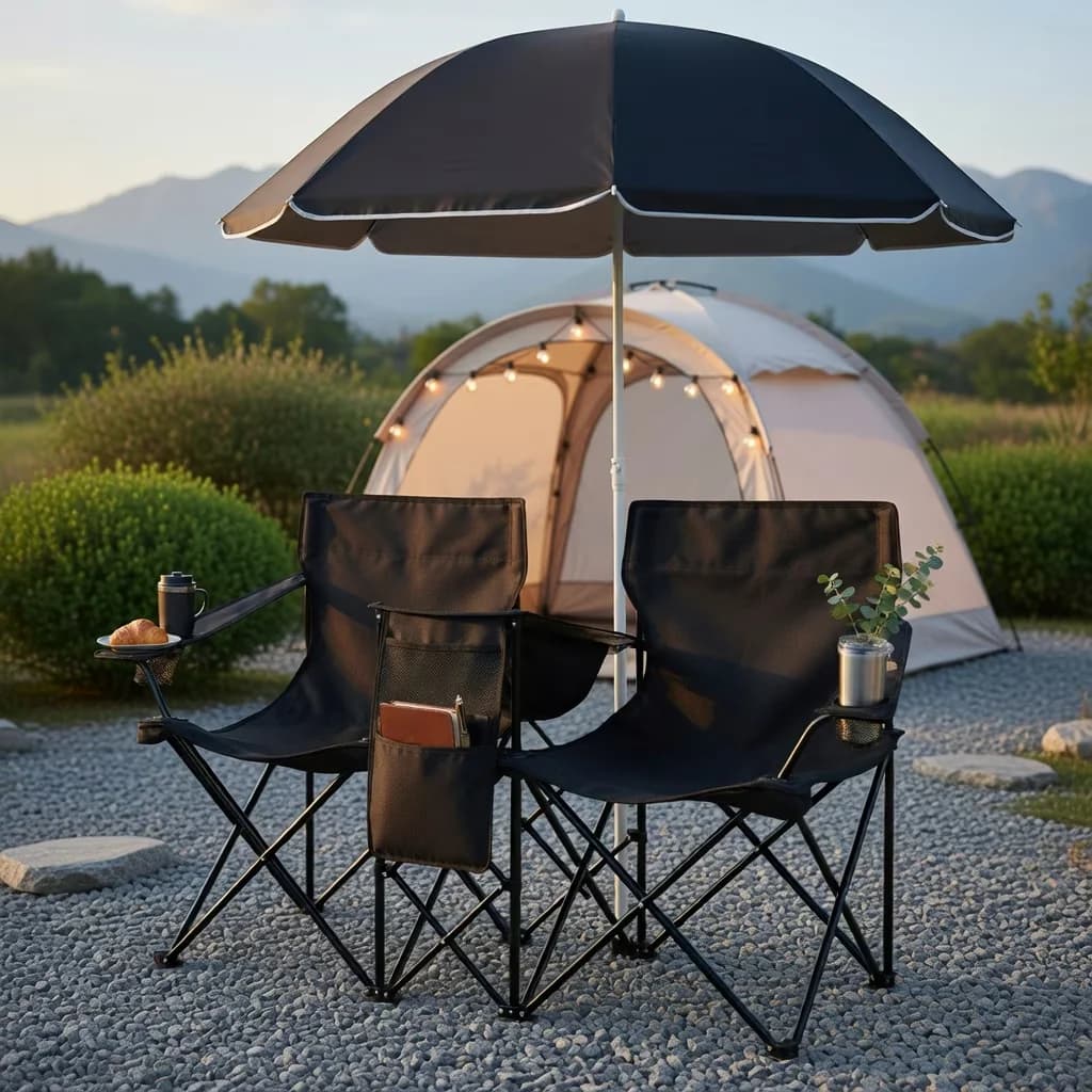 Beach Chair Stylish with Black, Umbrella, Color:Black/Blue/Gray - Black Model 69E35B