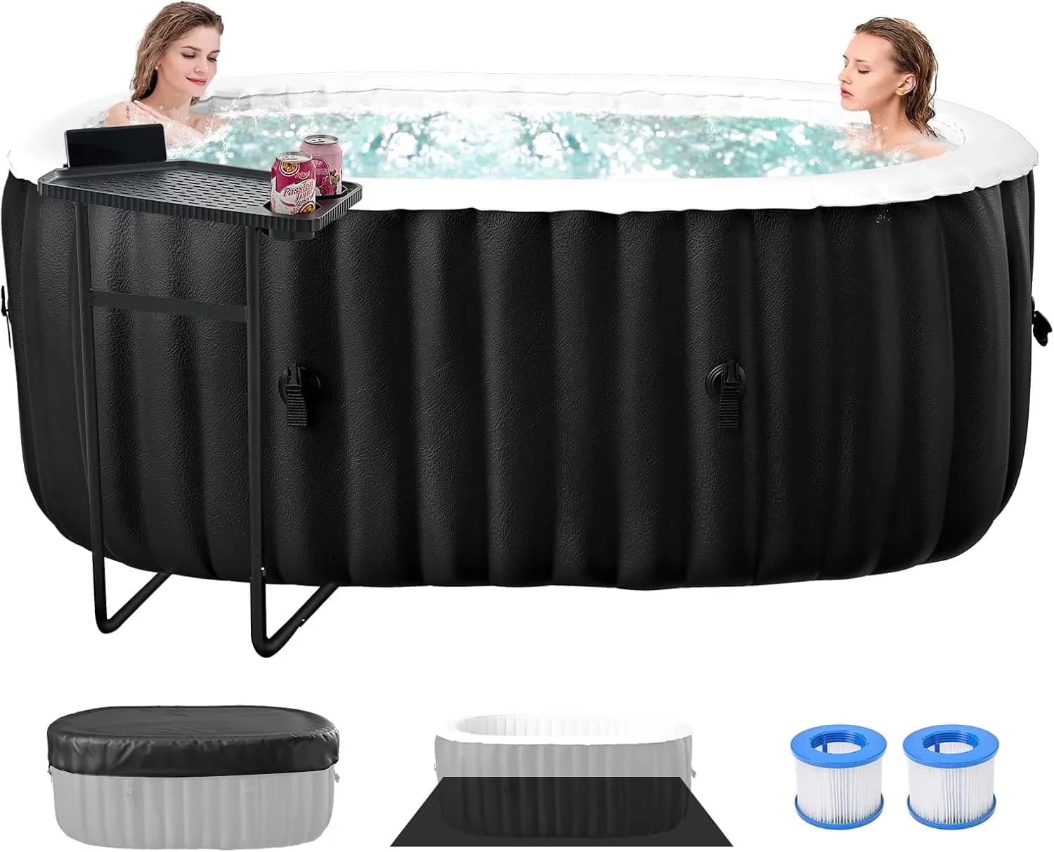 Modern Hot Tub with Inflatable, Leak-Proof PVC Outdoor Spa, 2 Person Inflatable - Model 233E9F