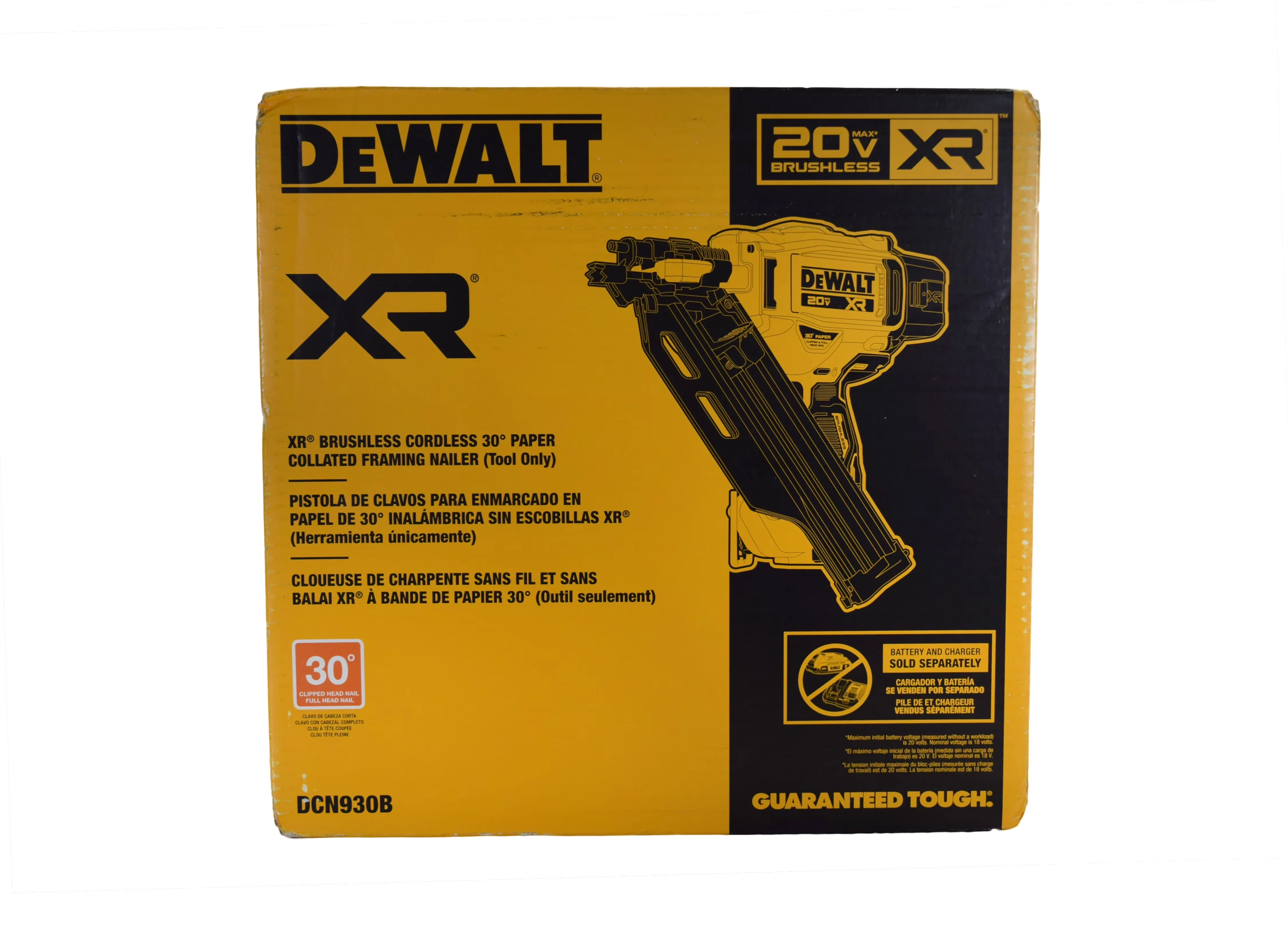 Quality Air Tools Compressor with Battery, 20V, 20V MAX 30° PAPER TAPE (TOOL ONLY) - Yellow Model 01E01D