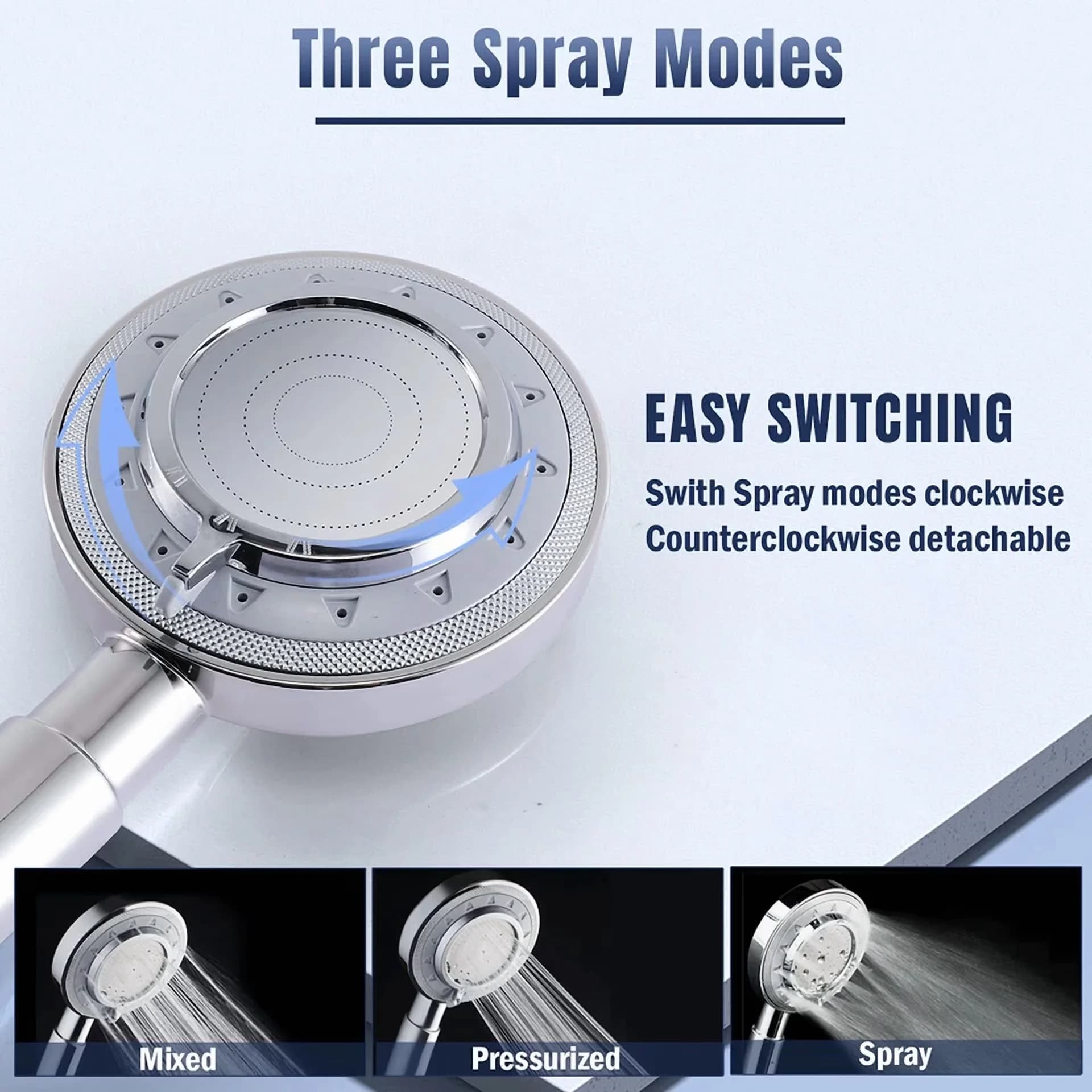 Stylish Shower Head with Handheld - High - Low Maintenance Model 7CDAAE