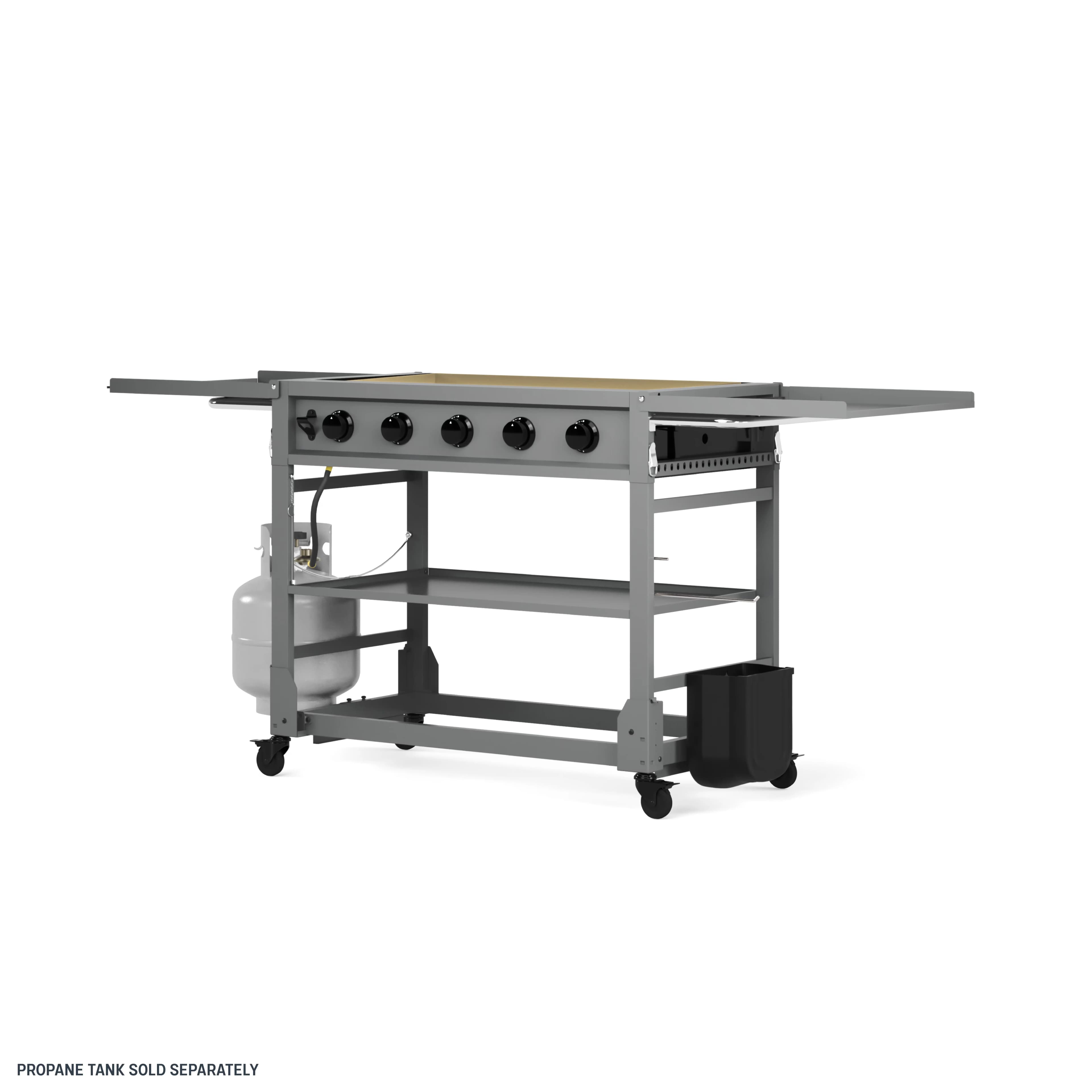 Flat Top Grill Reliable with Foldable Legs, Anaheim 5-Burner 36" Outdoor Griddle, Griddle Tool Set + Cover - Powder Coated Steel Gray Model 175854