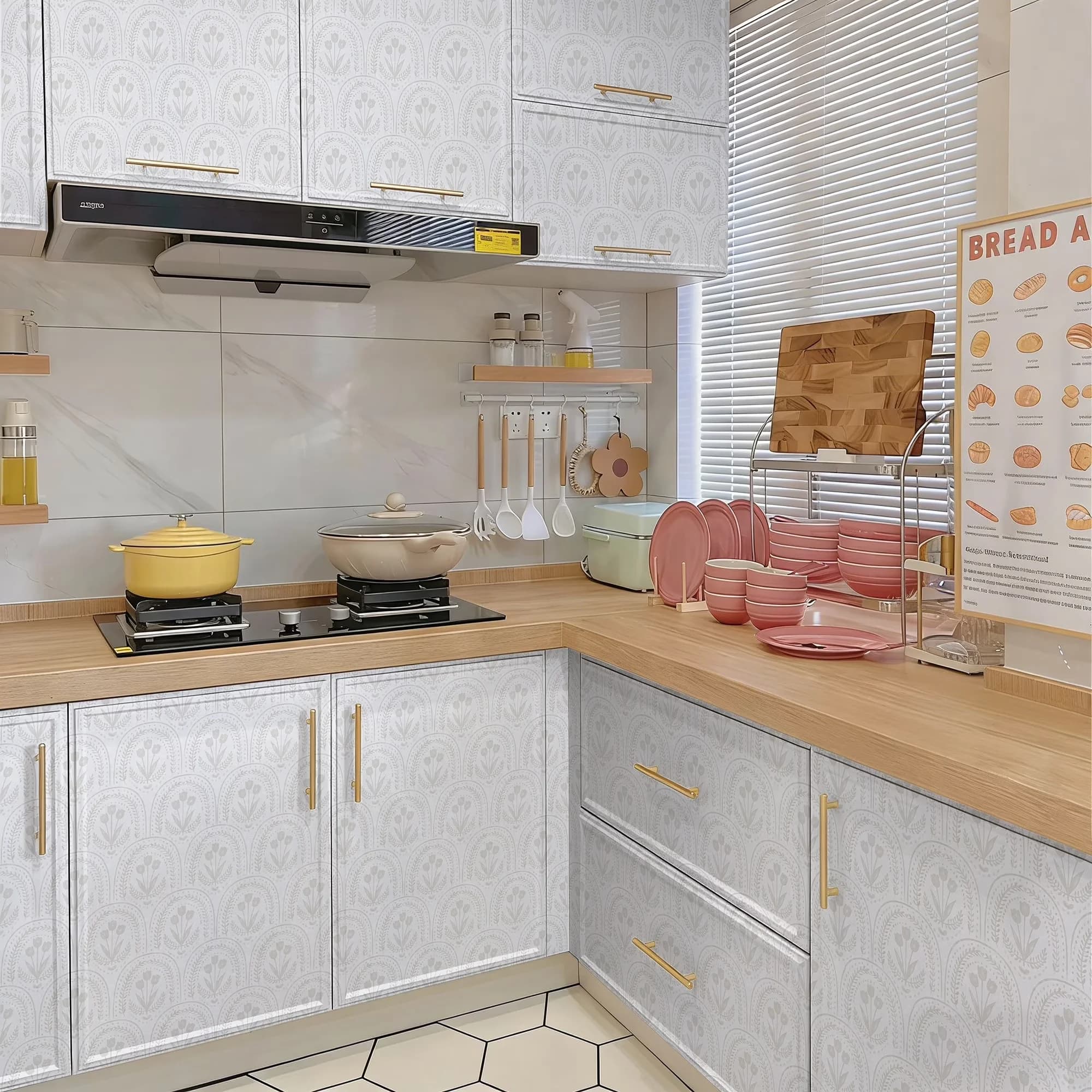 Quality Wallpaper with Durable, Easy To Clean, Floral - Beige Pvc - Easy to Use Model 43B3C7