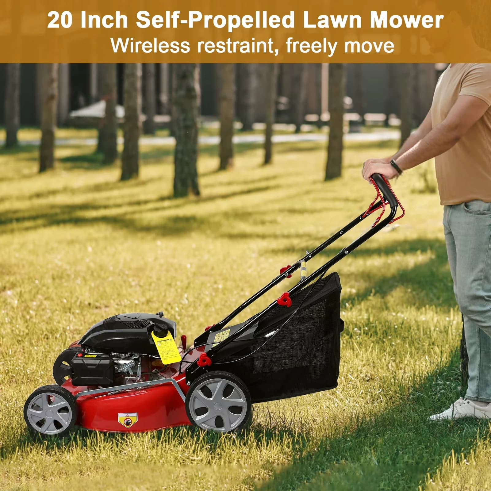 Push Mower Durable with Folding Handle, 141cc Gas Engine Lawn, Lawn - Red Model D385E0