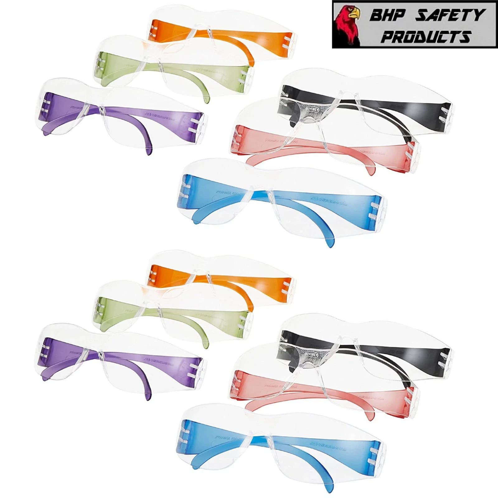 Protective Equipment Modern with Intruder Multi-Color Safety Glasses, Clear Lens W/Assorted Temple Colors - Model 199BE0