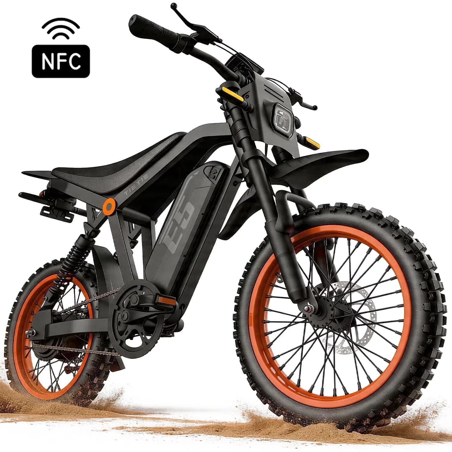 Electric Bike Versatile with Battery, 1500W, 48V - Black for Daily Use Model 9BD32F