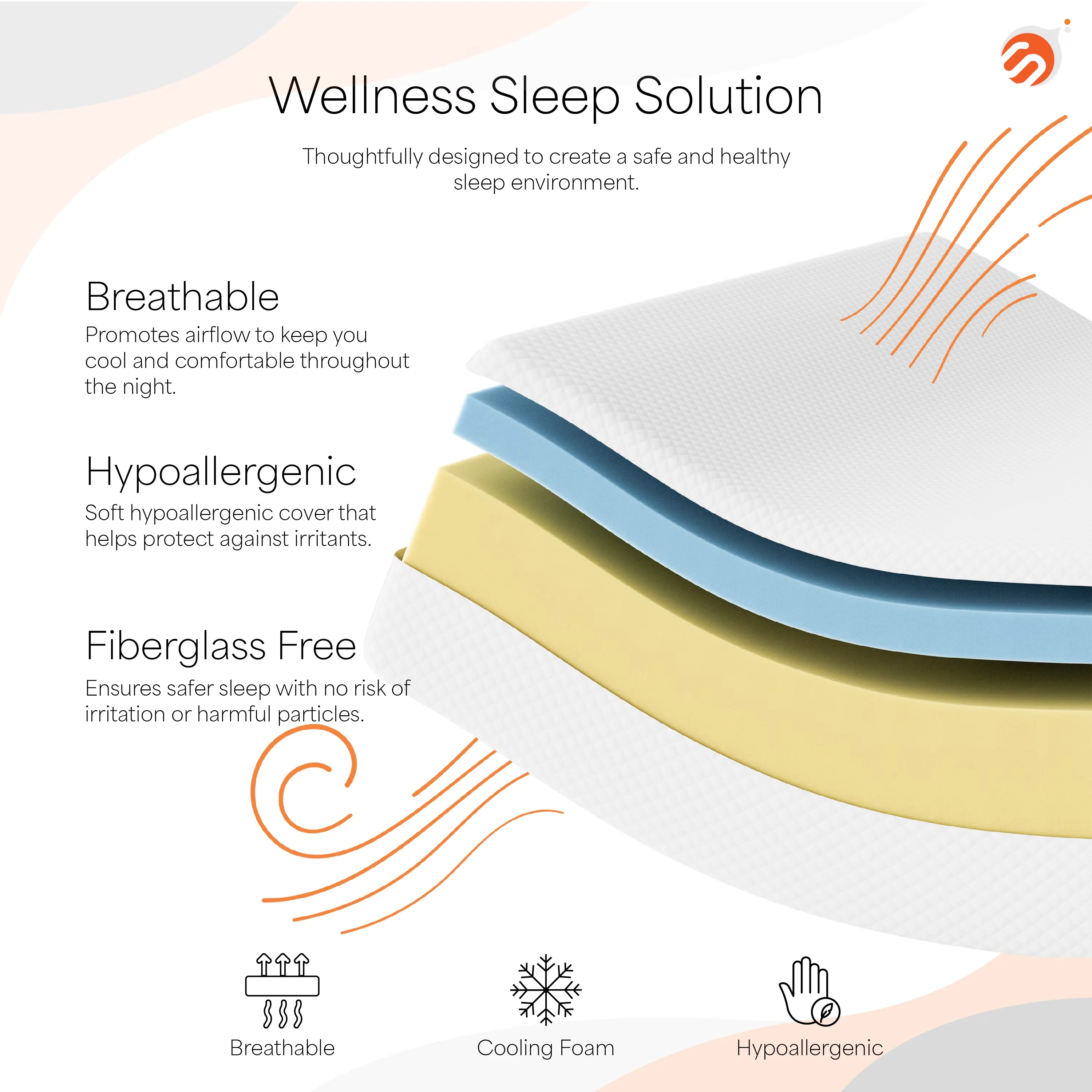 Quality Mattresses Accessory with Breathable Construction, Removable Cover, Hypoallergenic - Memory Foam, Fabric White Model BB8316