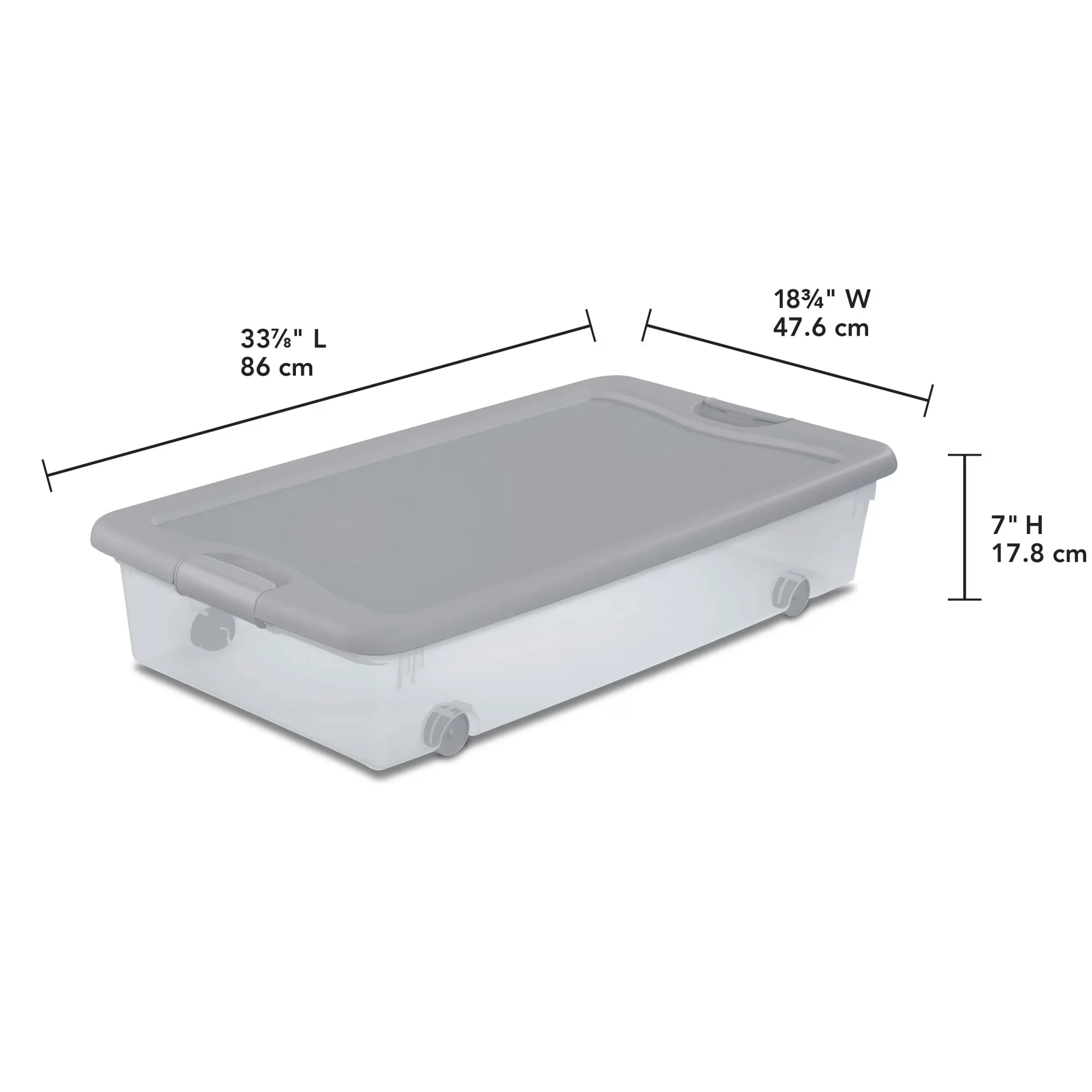 Premium Garage Storage Supply with Wheeled, Carrying Handles - Plastic Silver Model FCA9D7