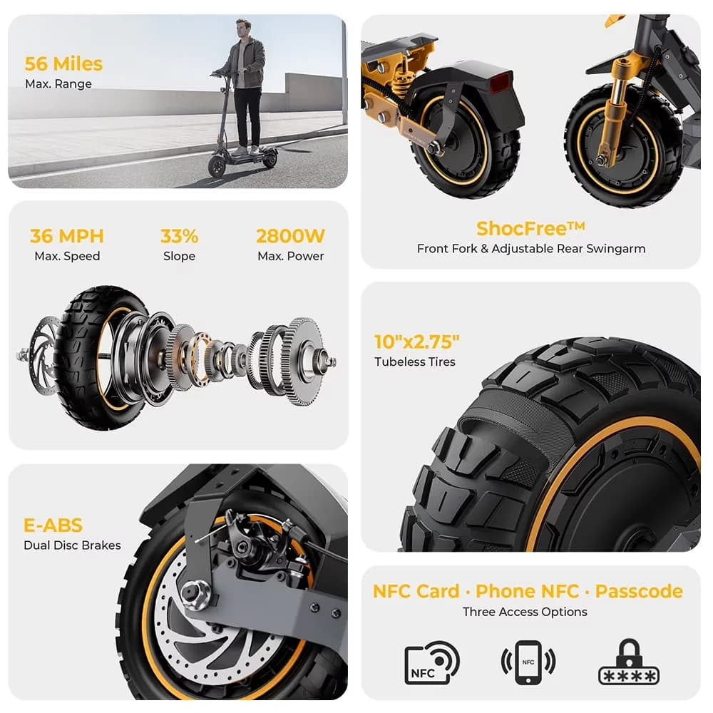 Scooter Compact with 2800W, Headlights, K2 Pro Commuter Electric - Stl Gray Model 9D71F5