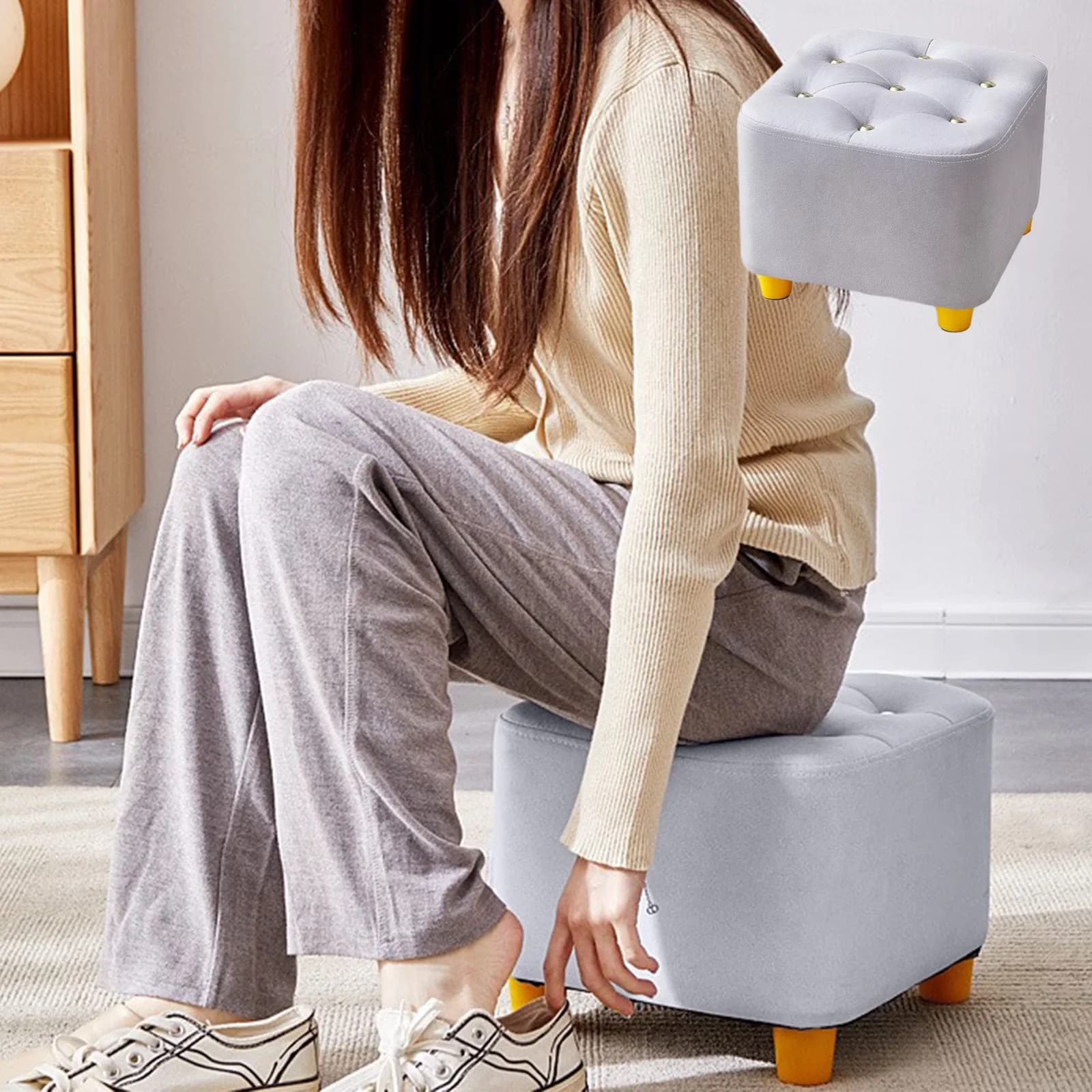 Ladders And Step Stool Stylish with Anti-Slip - Plastic, P U, Sponge White for Living Room, Patio Model B00F3A