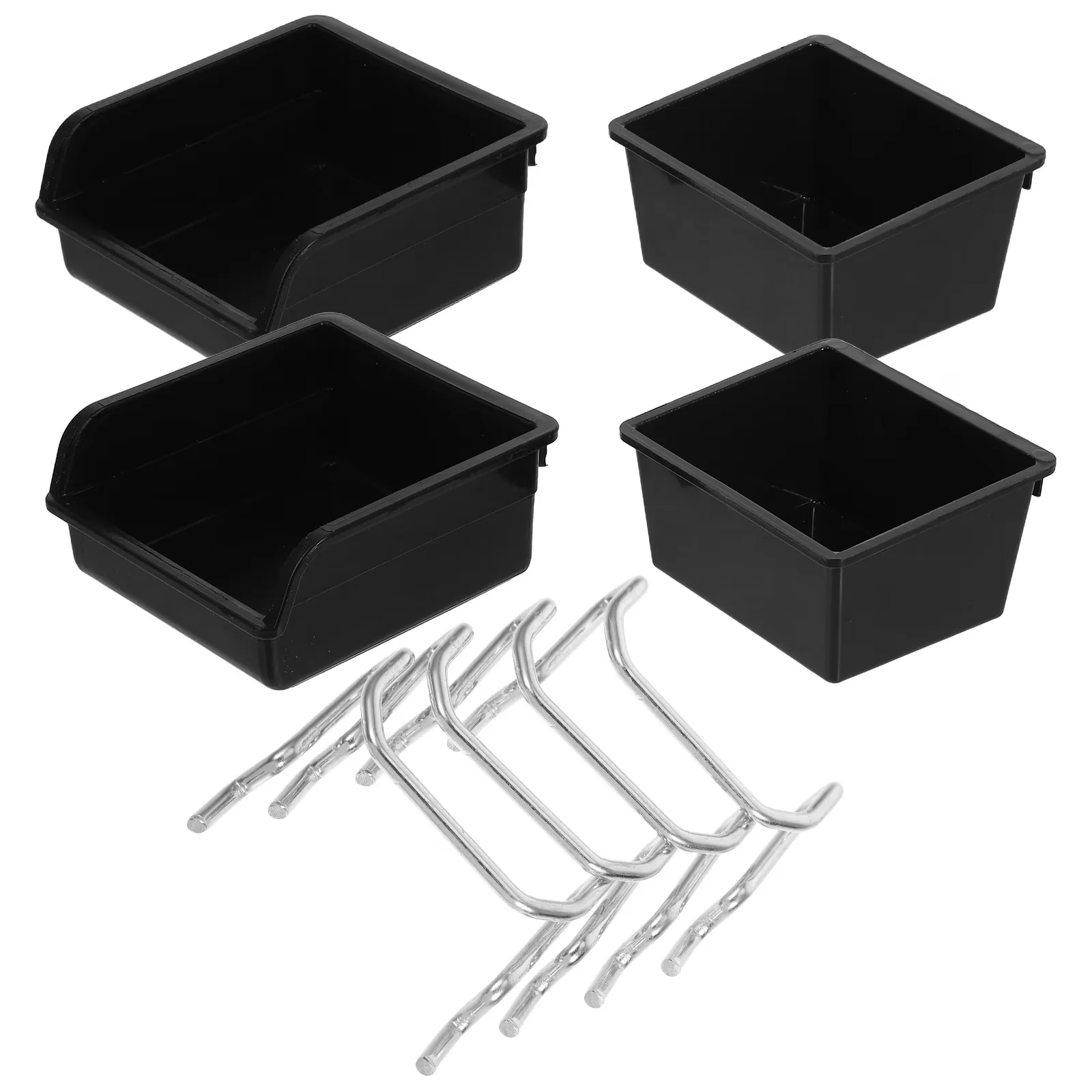 Premium Toolstorage with Storage, 4Pcs Black Plastic Pegboard Baskets - Black Plastic, Steel for Garage Model D90232