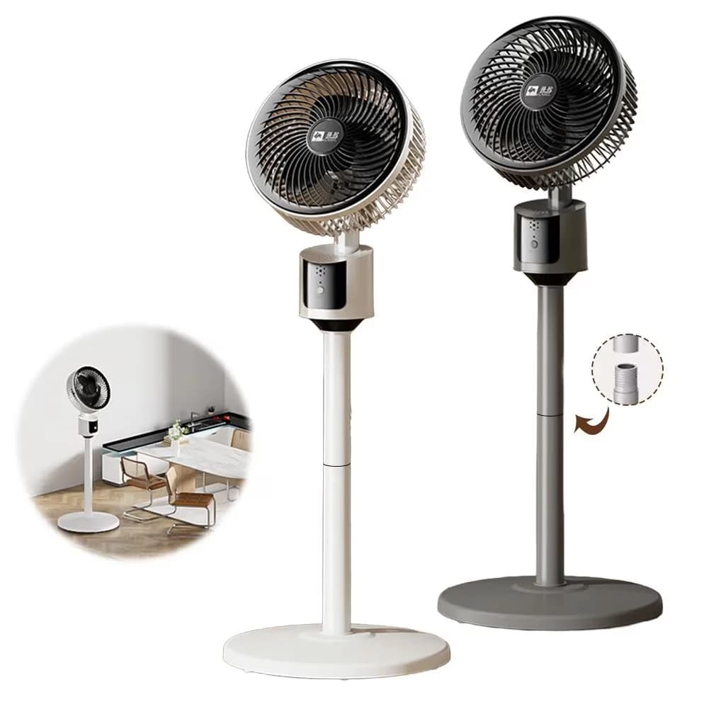 Modern Fans In Cooling with Oscillating, Remote Controlled, Adjustable Height - White Plastic Model E9307B