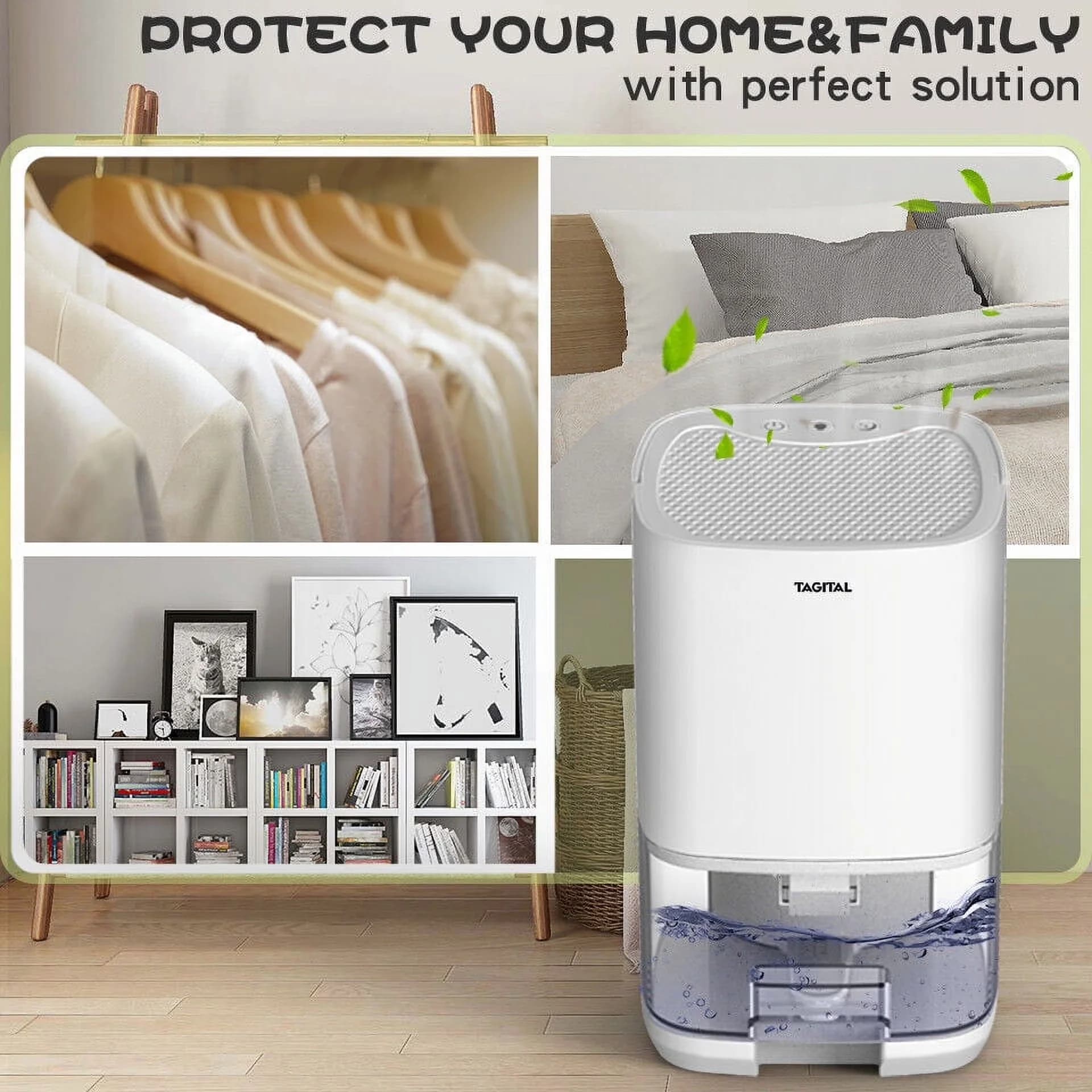 Modern Dehumidifier with LED, Automatic Shut-Off, Auto-Shut off Function - White for Home Model D0D570