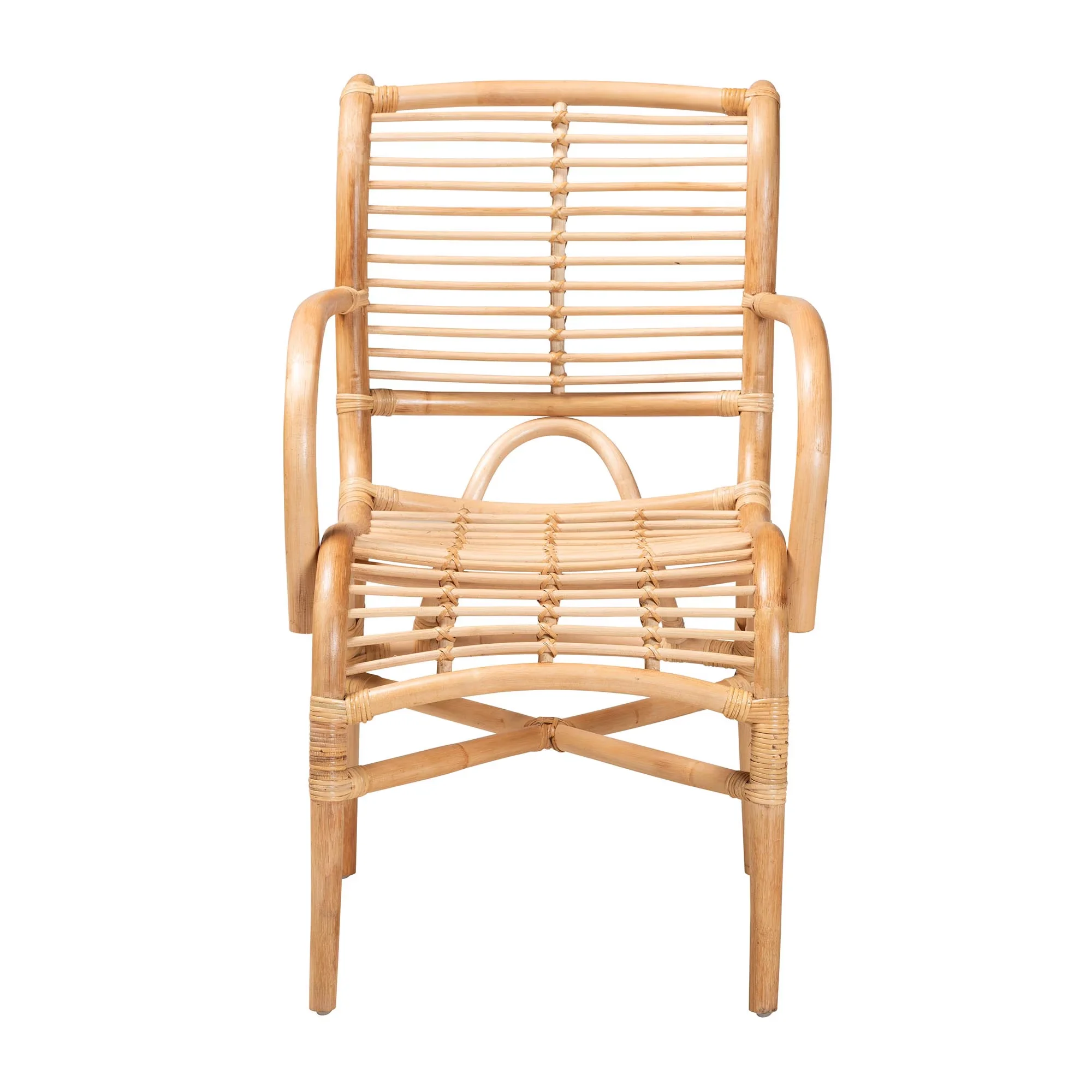 Classic Patio Chair with Bohemian, Stain Resistant, Crisscross base - Natural Rattan Brown Model 303096