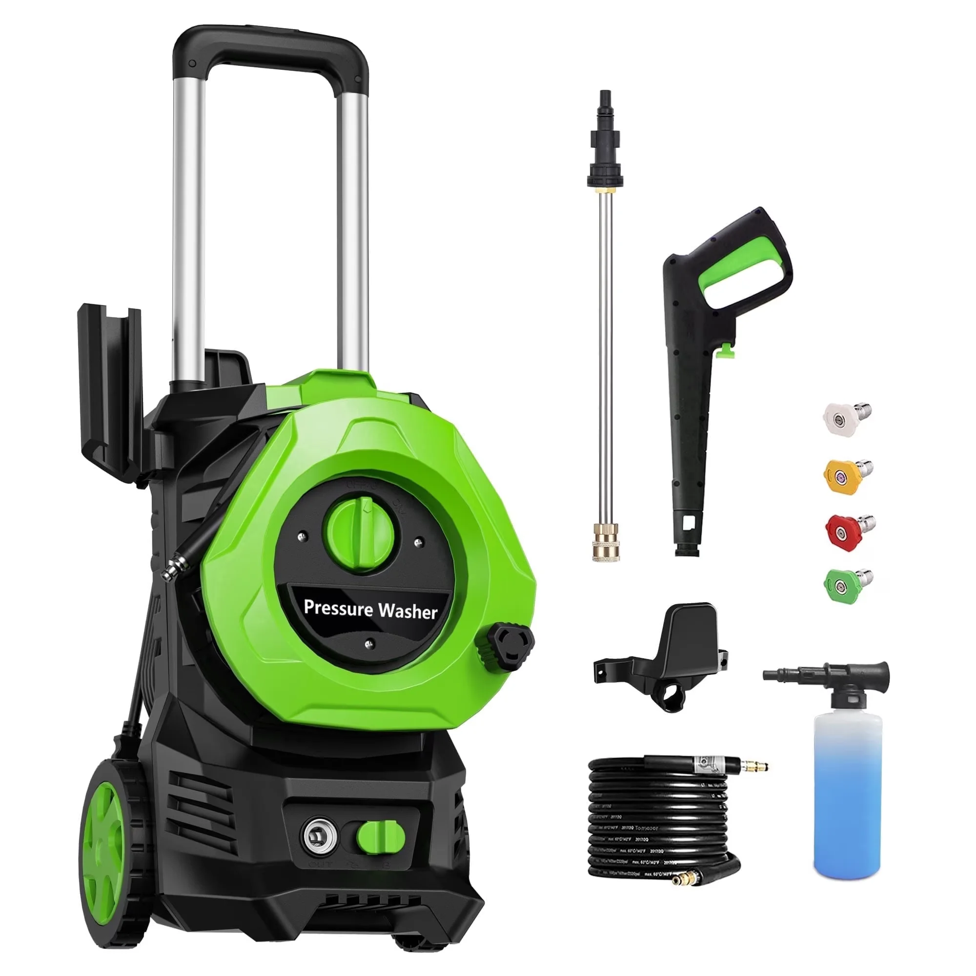 Modern Pressure Washer with Telescoping, Quick Connect Tips, Adjustable Wand for Garden - Model E6FAC3