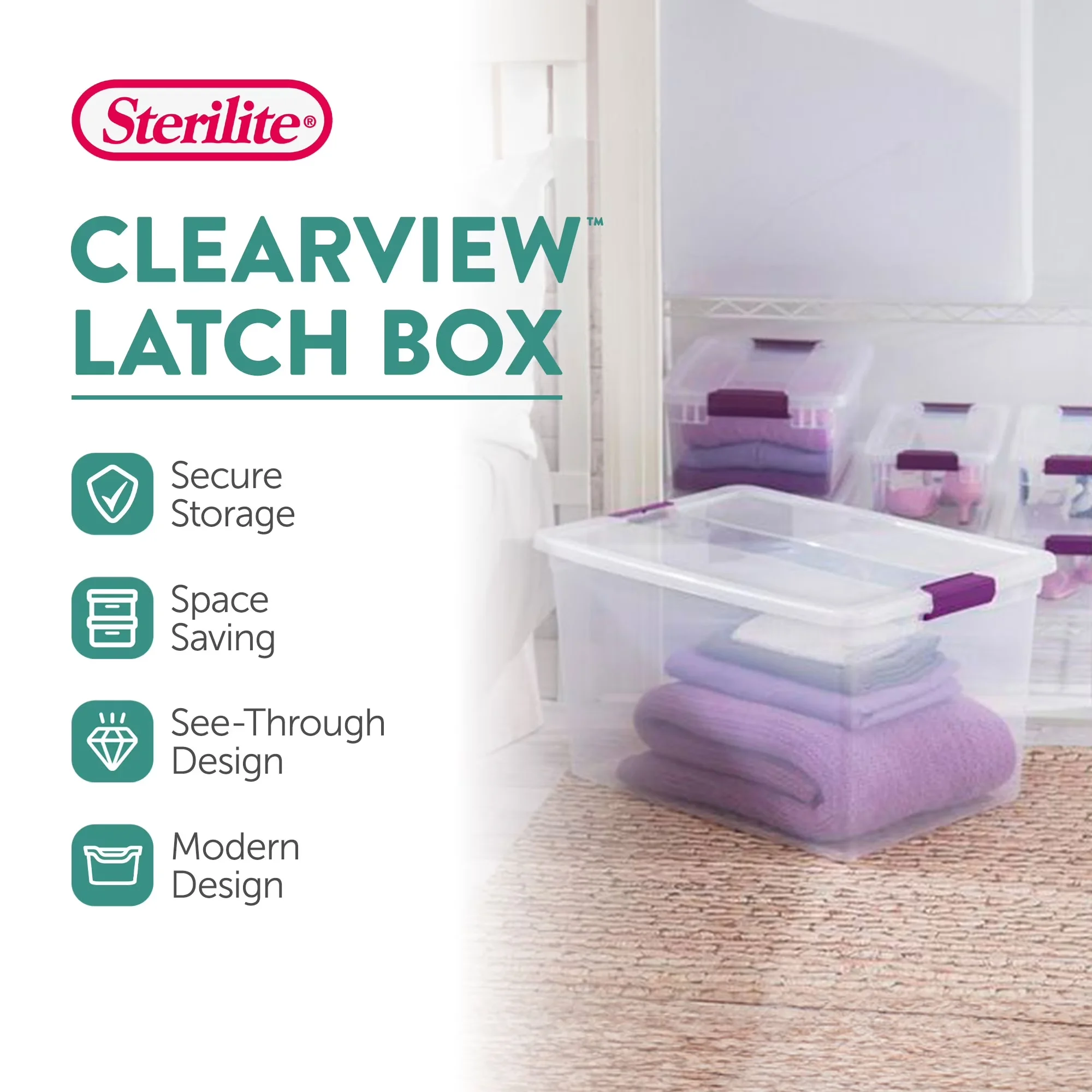 Professional Garage Storage Supply with Stackable, Clear Plastic, 66 Quart - Clear Plastic Model 4AC70B
