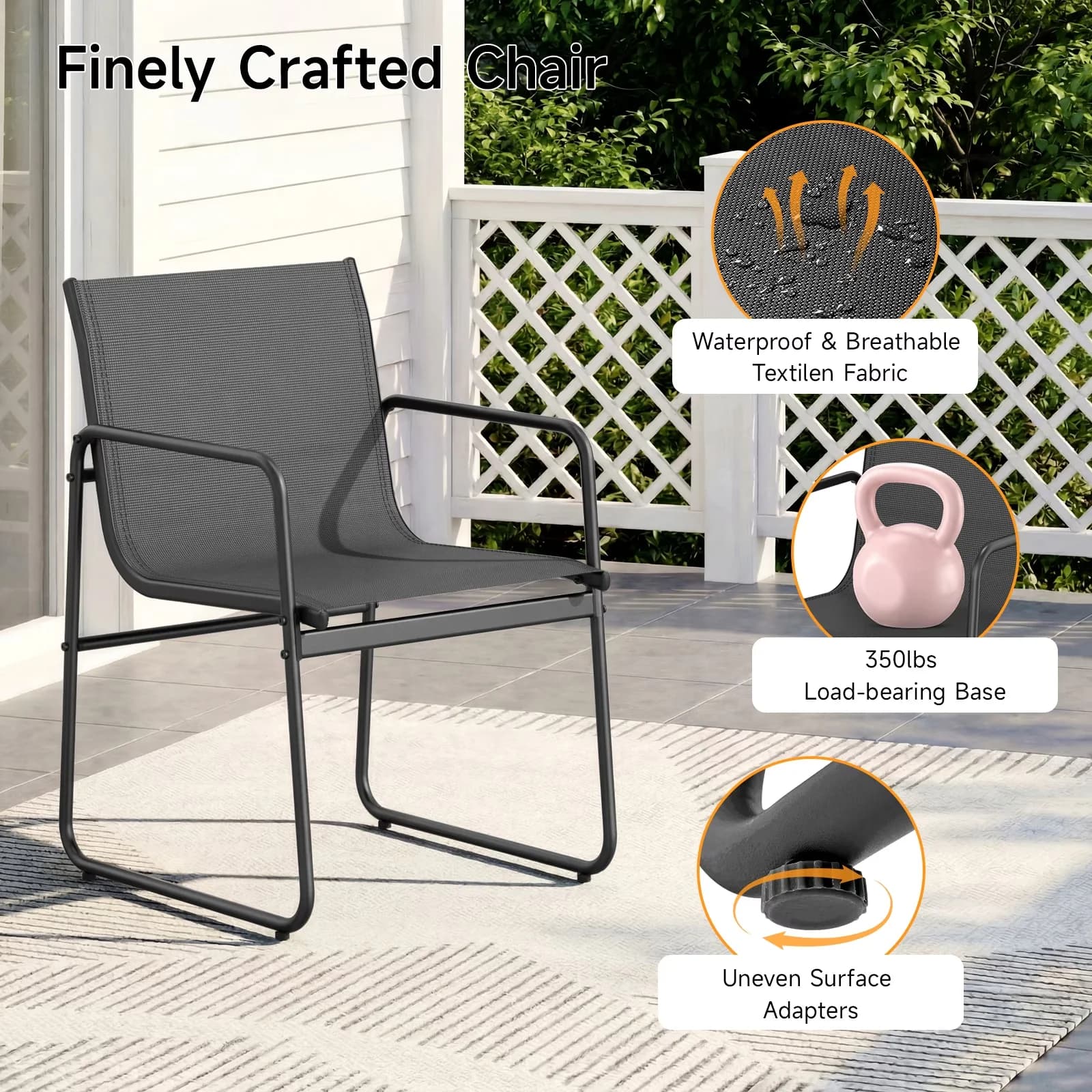 Premium Patio Dining Set with Storage, Weatherproof - Metal, Tempered Glass, Textilene Fabric Model A8A93B