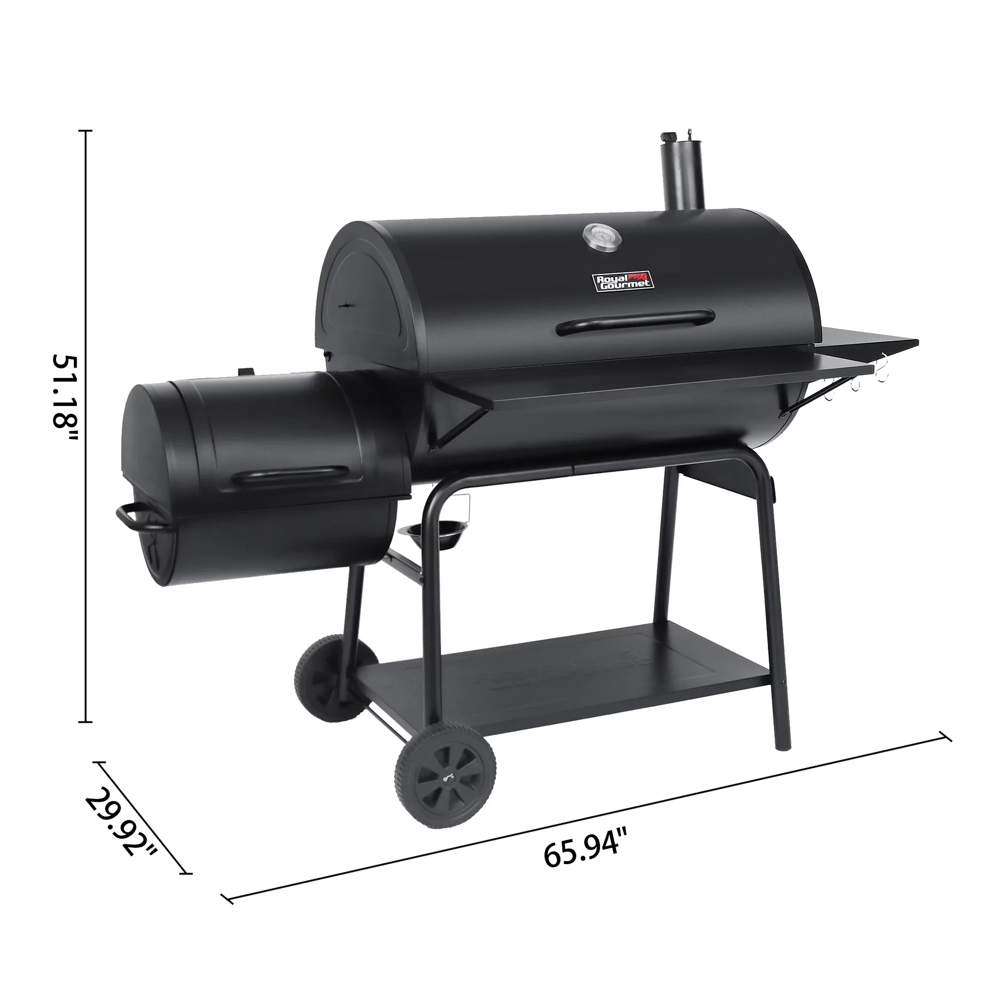 Stylish Charcoal Grill with Adjustable Charcoal Tray, Thermometer - Porcelain Enamel, Steel Model 879845