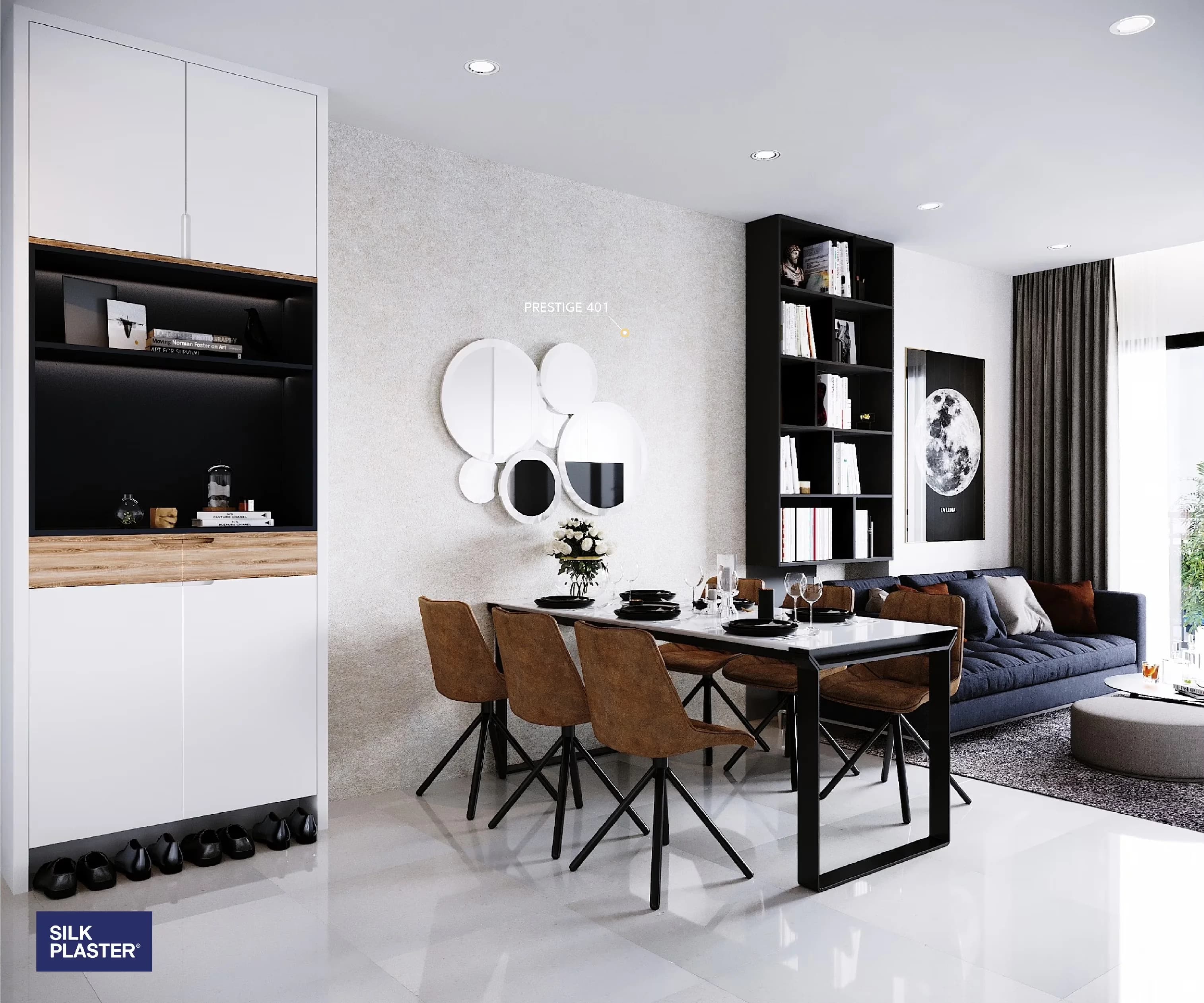 Wallpaper Wall Decals Wall Covering Quality with Stain Resistant, Prestige 401, Liquid - Gray Silk, Cellulose Model F6A385