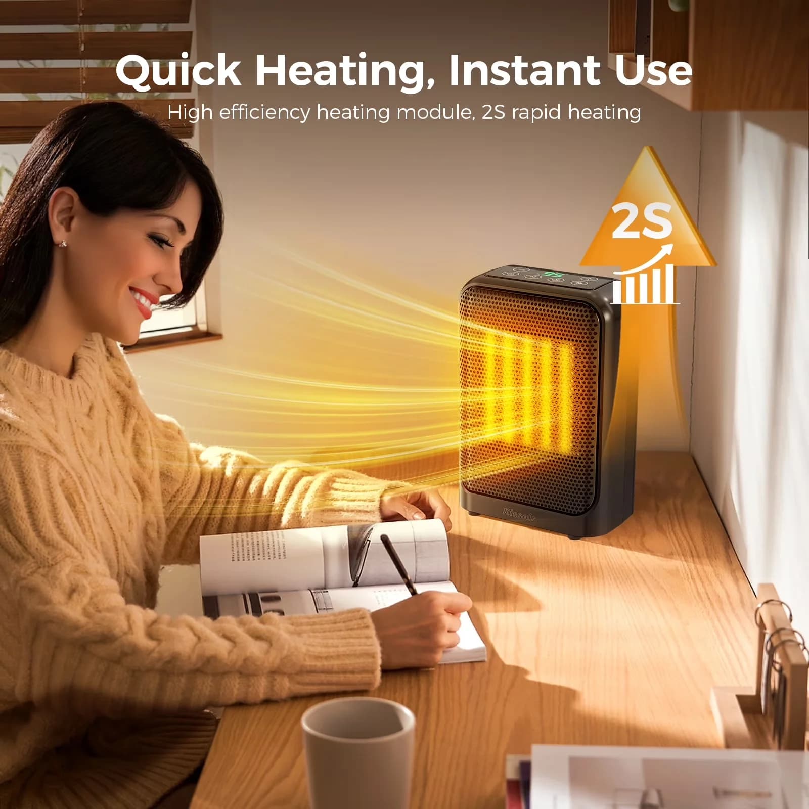Portable And Electric Space Heater Modern with 1500W, Easy To Clean - Black for Indoor Model 7F34B7