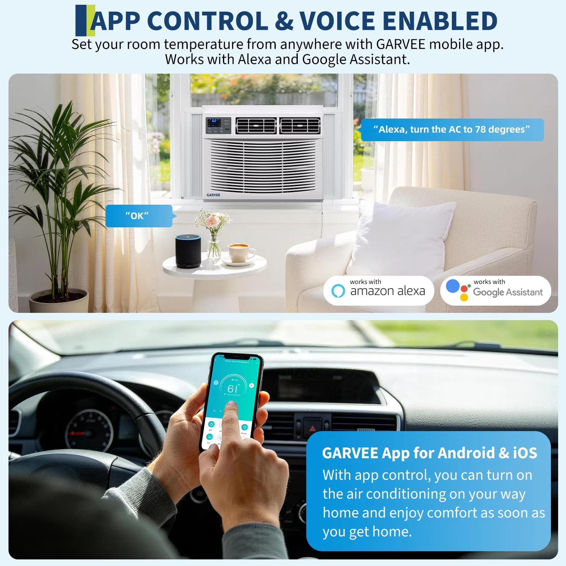 Stylish Air Conditioner with 12000 BTU, Sleep Mode, Energy Efficient - Smart Model A91D1E