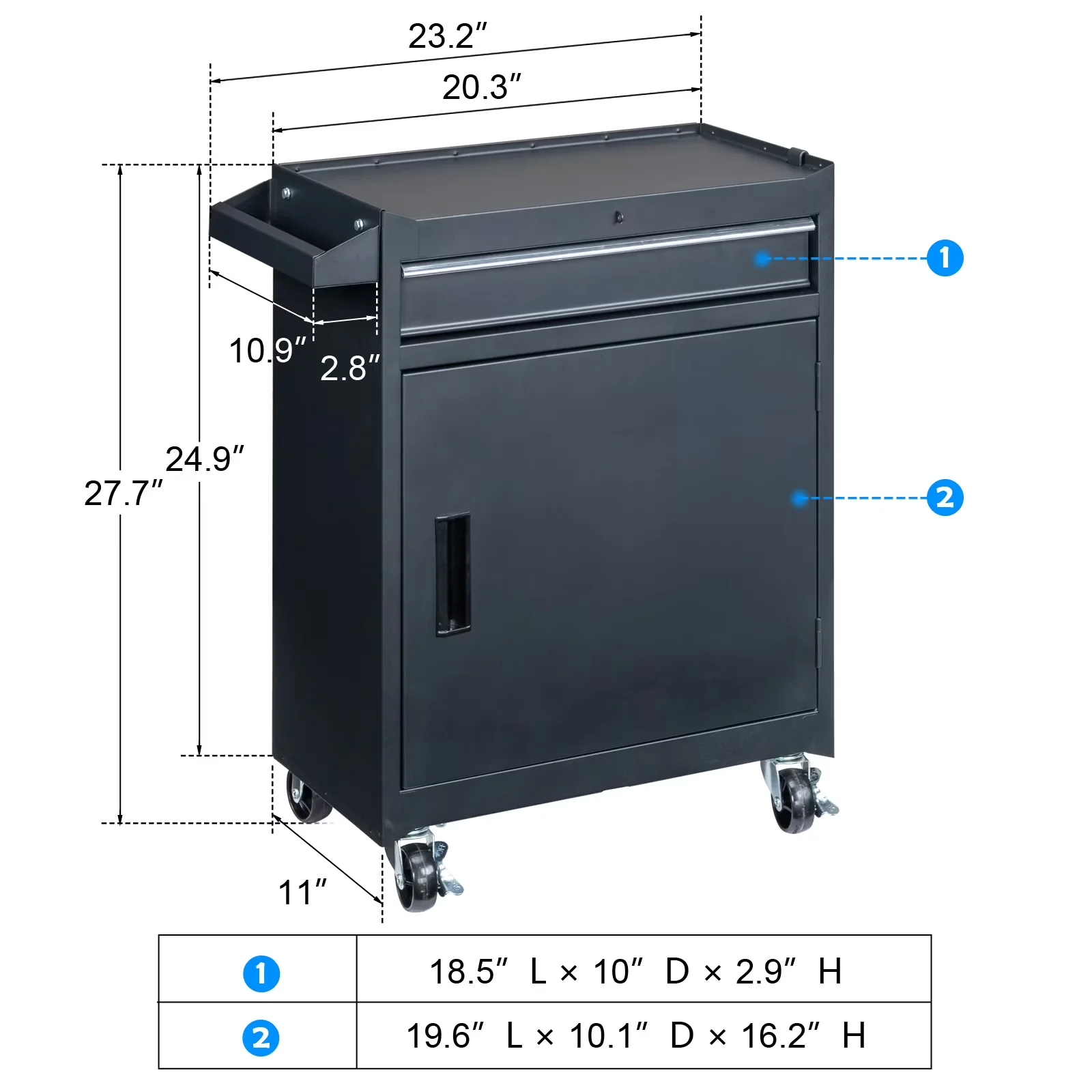 Toolstorage Innovative with Lockable, Black, Mechanic Tool Organizer Box - Steel Black Model 8A2BC7