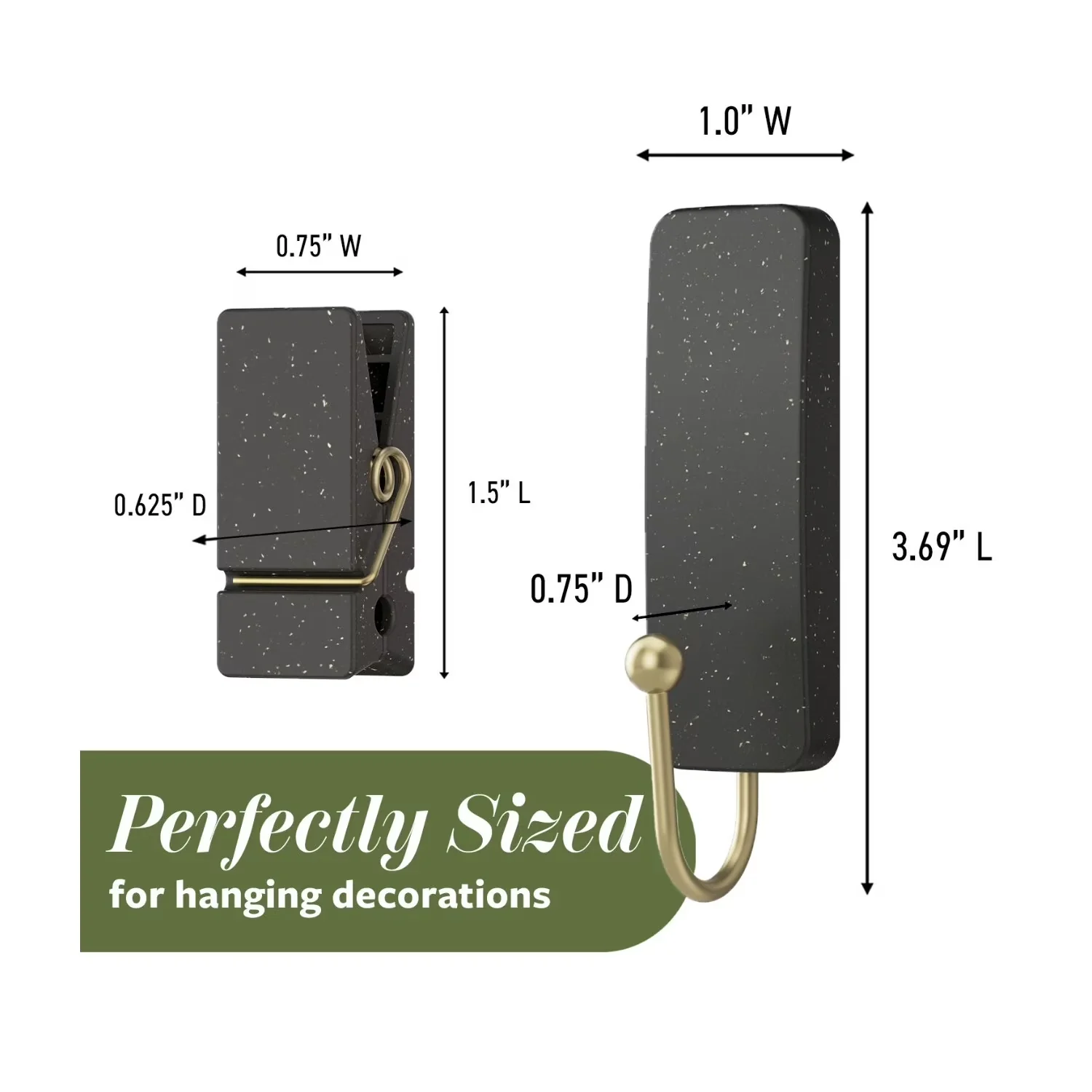Damage-Free Hanging Efficient with Wall-Mountable, Wall Hooks Variety Pack, Holds 3 lbs - Black Plastic Model 4B3384