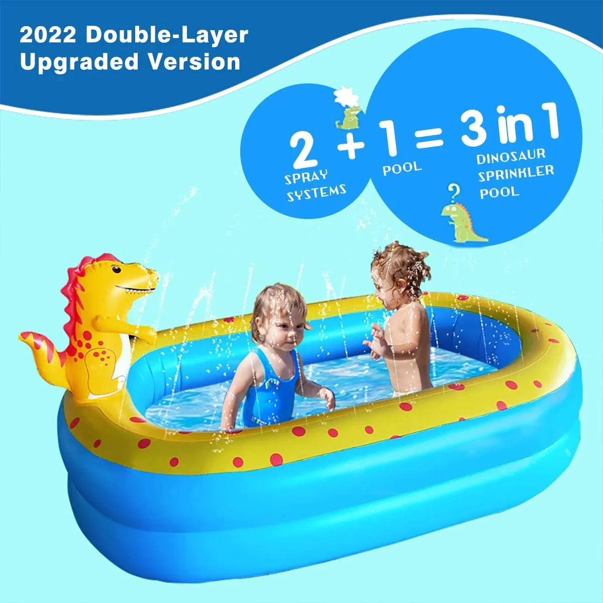 Essential Inflatable Pool with Material: PVC, Weight: 4.25 lbs, Dinosaur - Blue Model 40B087