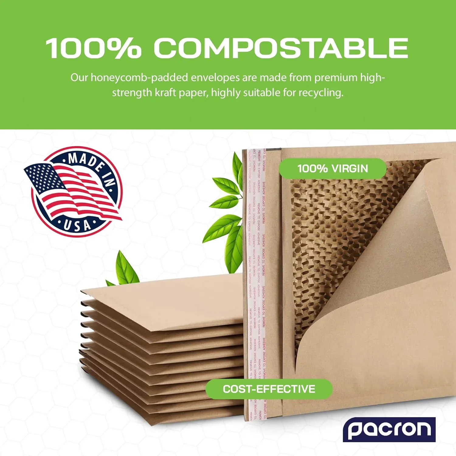 Moving Compact with Durable Shipping Envelopes, Recyclable Self-Seal Padded Envelopes - Brown Hex Coat Paper for Small Model E86005