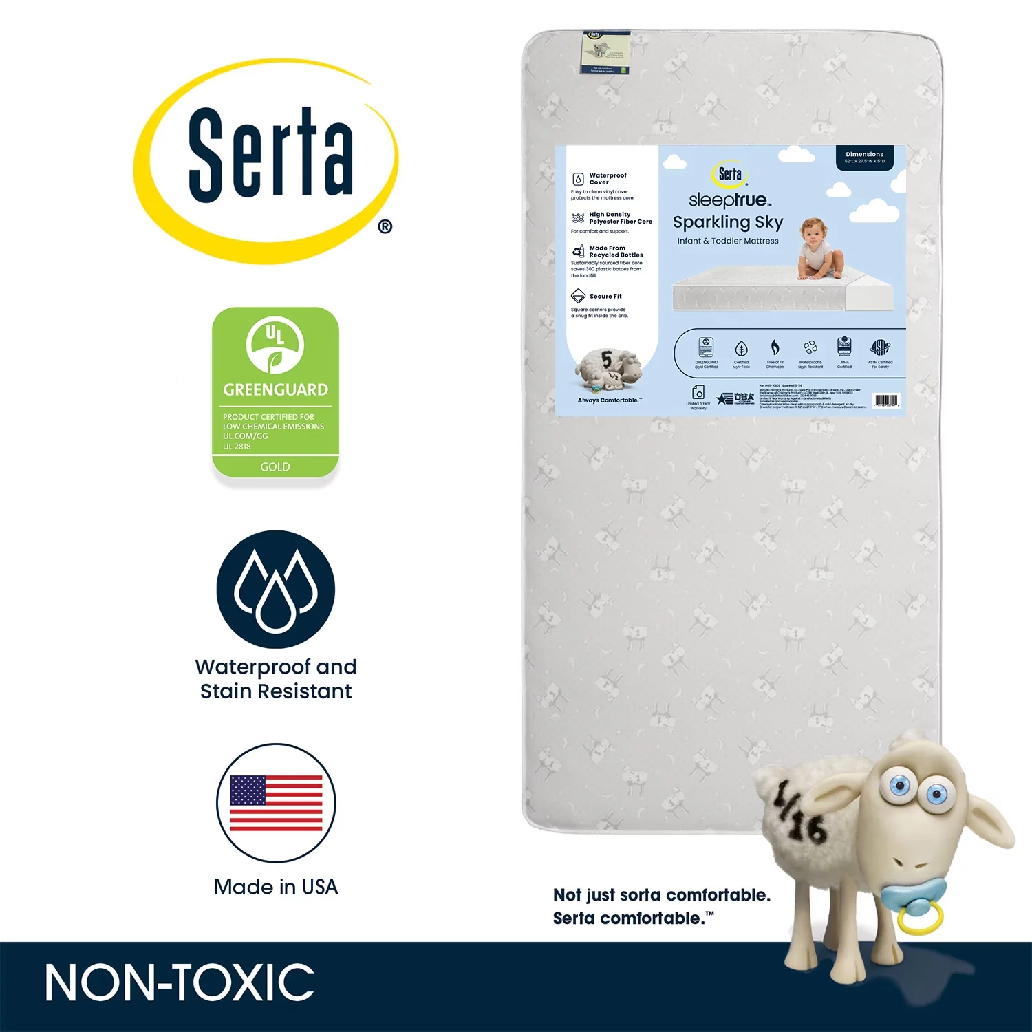 Sleek Mattresses Accessory with Waterproof, Gold Certified, 5 Year Warranty - Vinyl Model 5ABBC9