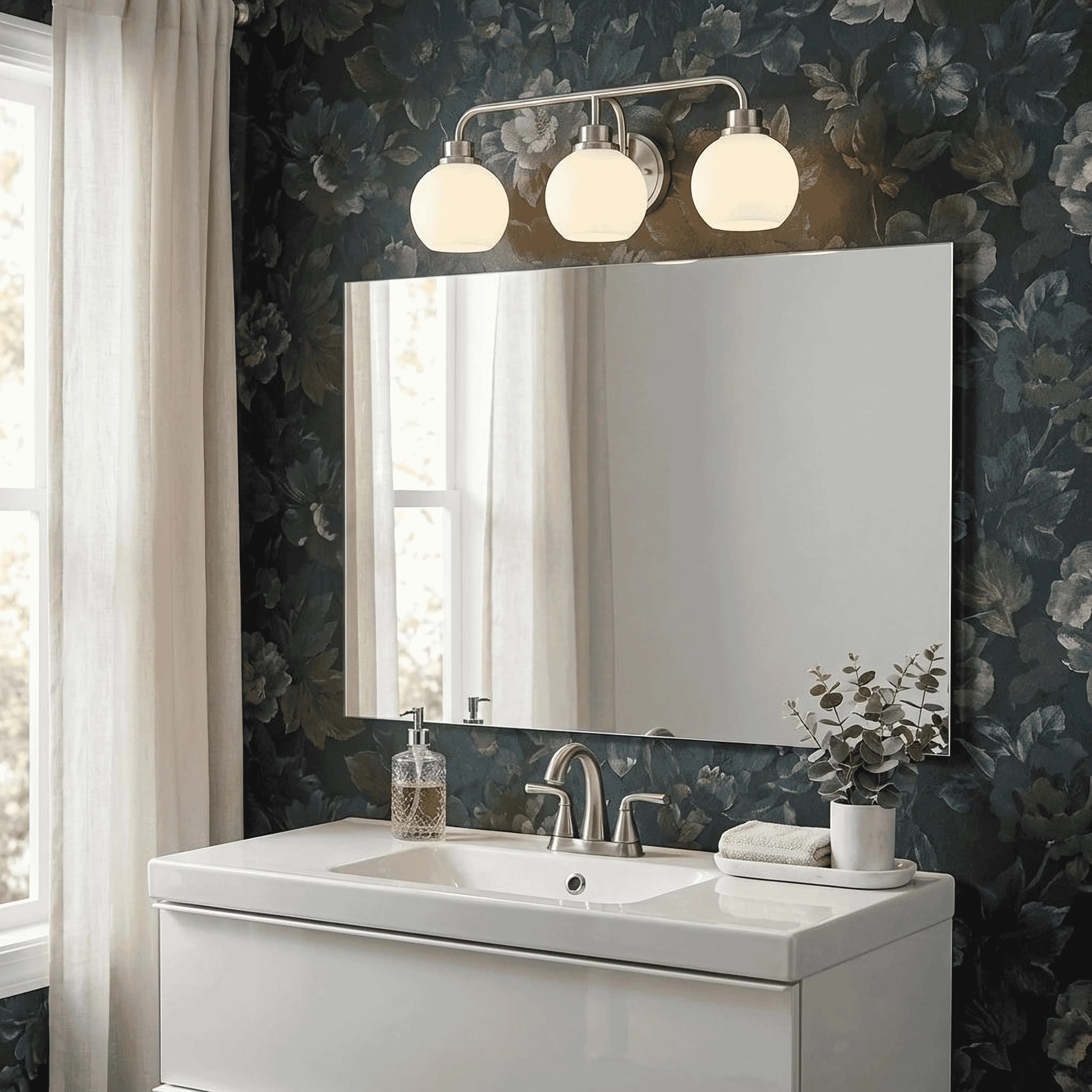Versatile Ceiling Lights Fixture with Transitional, Bathroom Vanity Light in Brushed Nickel - Silver Model 02C44F