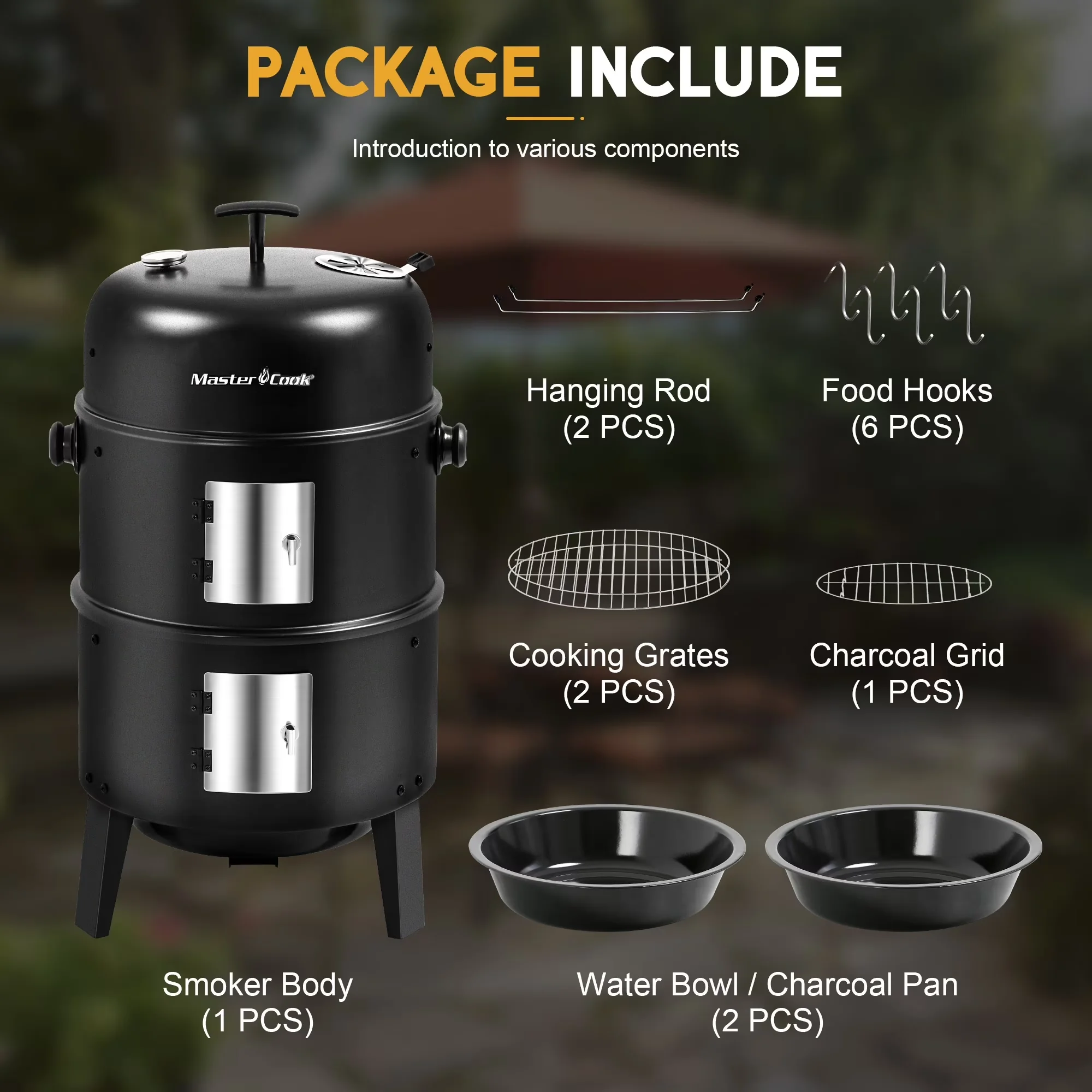 Versatile Charcoal Grill with Adjustable Air Vents, Heavy Duty 4 in 1 Fire Pit - Stainless Steel Model D07AD9