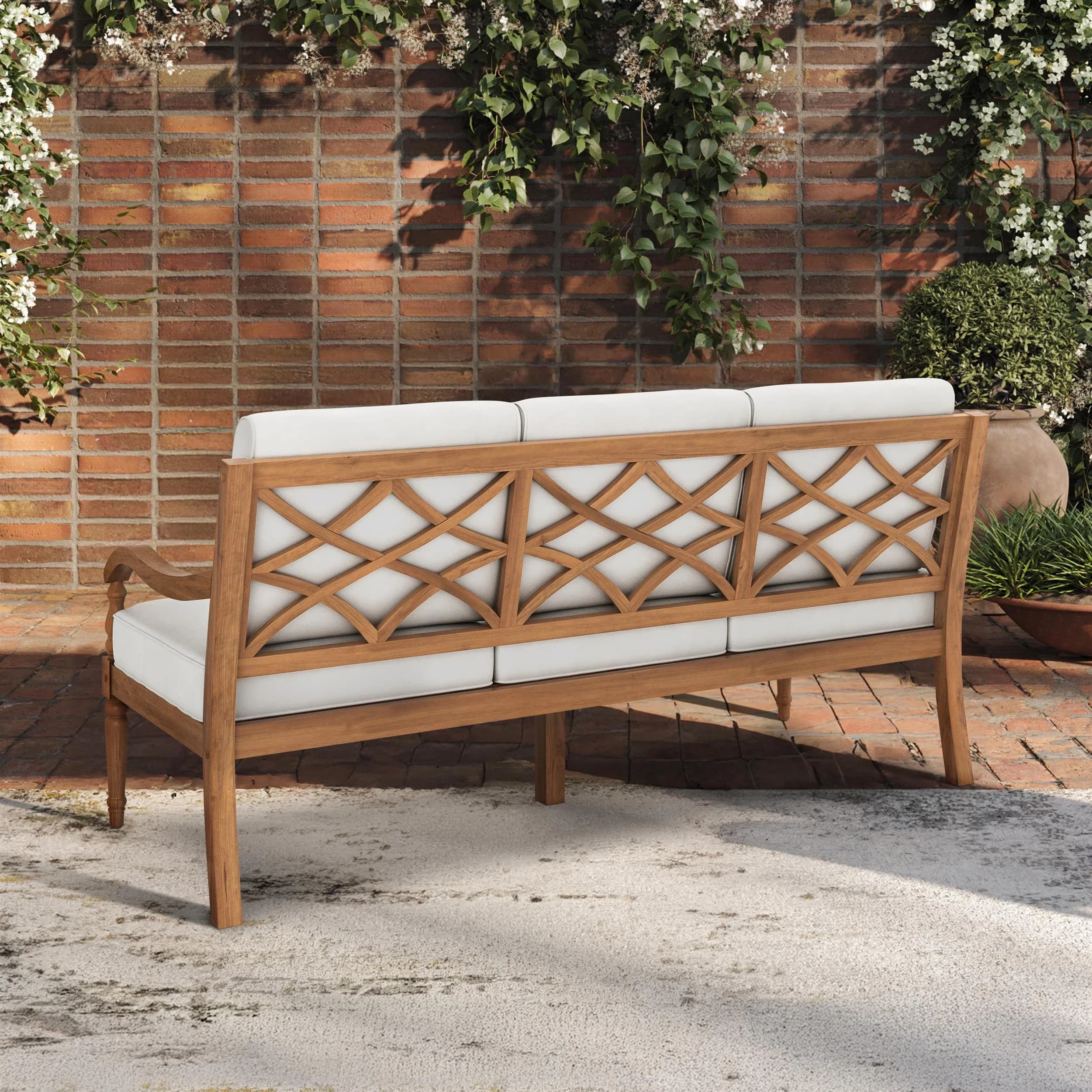 Efficient Outdoor Sofas Sectional with Water-Resistant, Weather-Resistant, Traditional - Off-White Wood Model A727A5