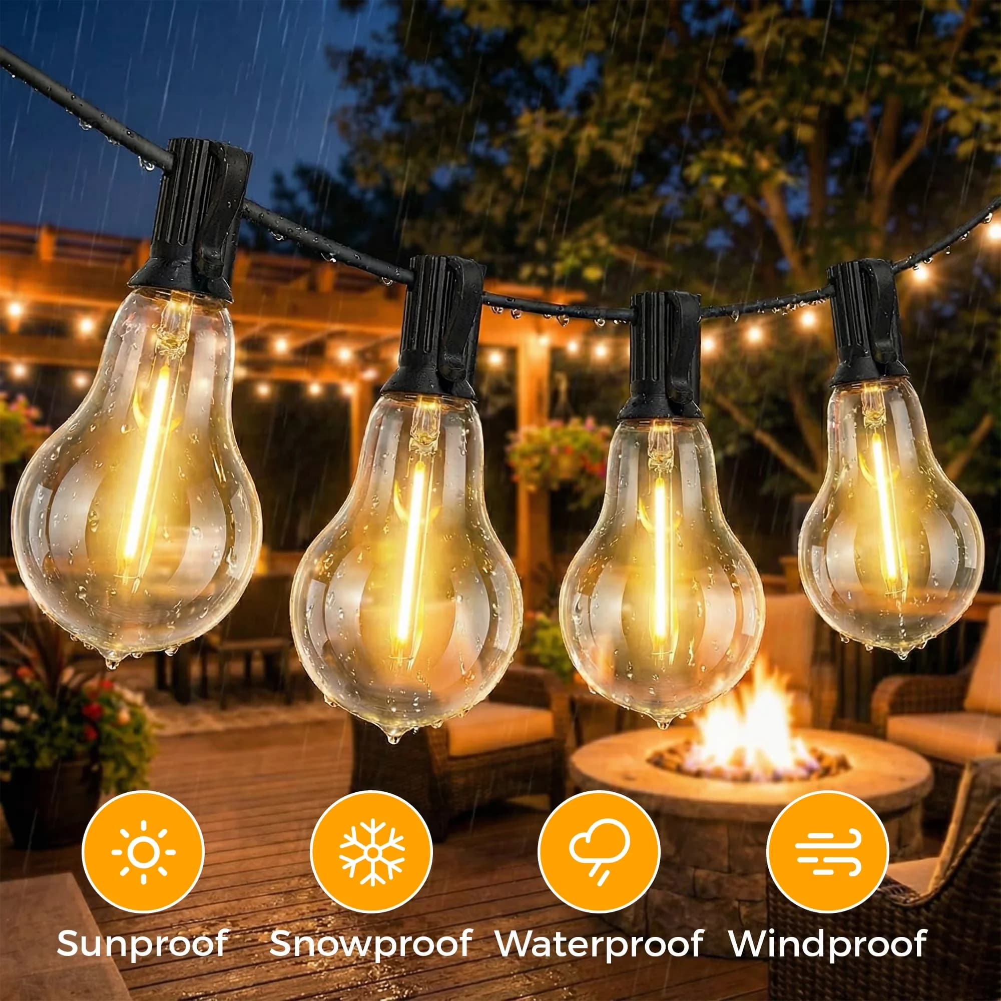 Innovative Novelty Light with LED, Waterproof, Shatterproof - White 100FT Model 3BC98A