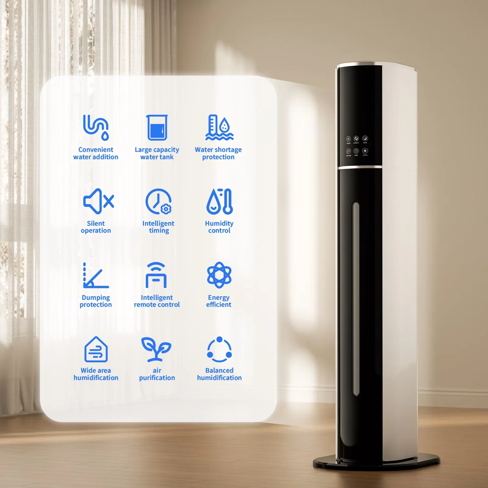Humidifier Professional with Oil Diffuser, Remote Controlled, Timer - White for Home, Bedroom Model ED8B38