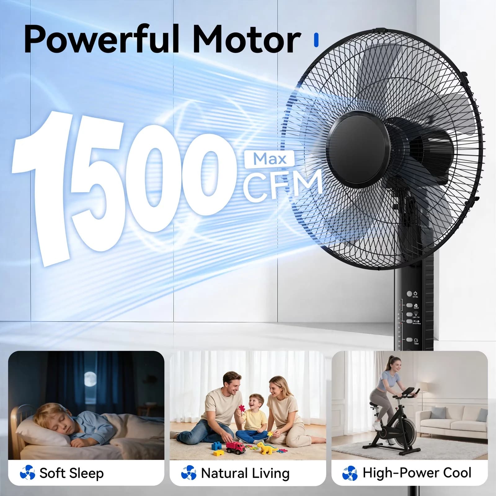 Compact Fans In Cooling with Oscillating, Timer, Adjustable Height - Metal Black for Home Office, Bedroom Model 16F090