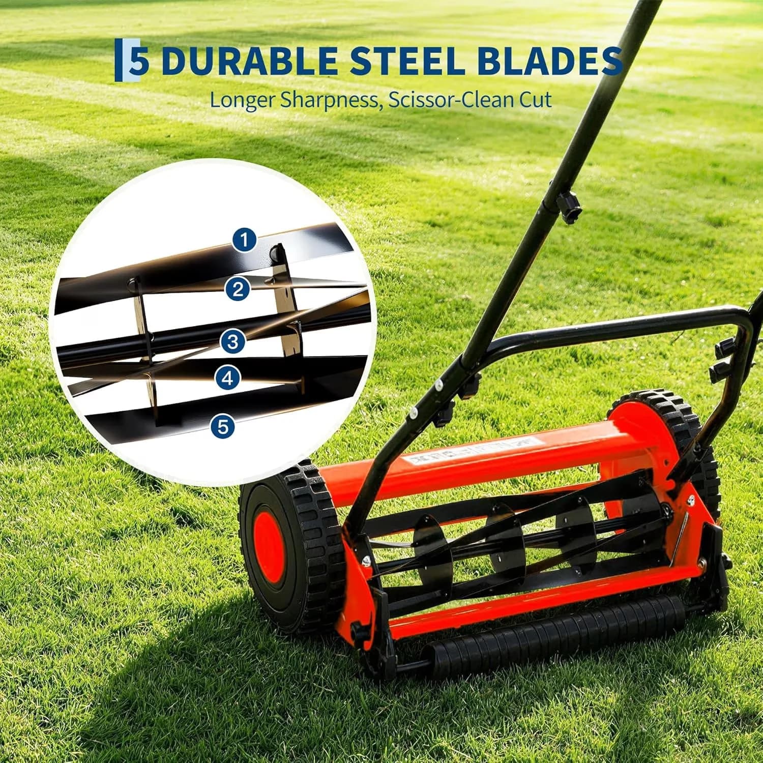Push Mower Modern with Adjustable - 14In Red - Heavy Duty Model 125747