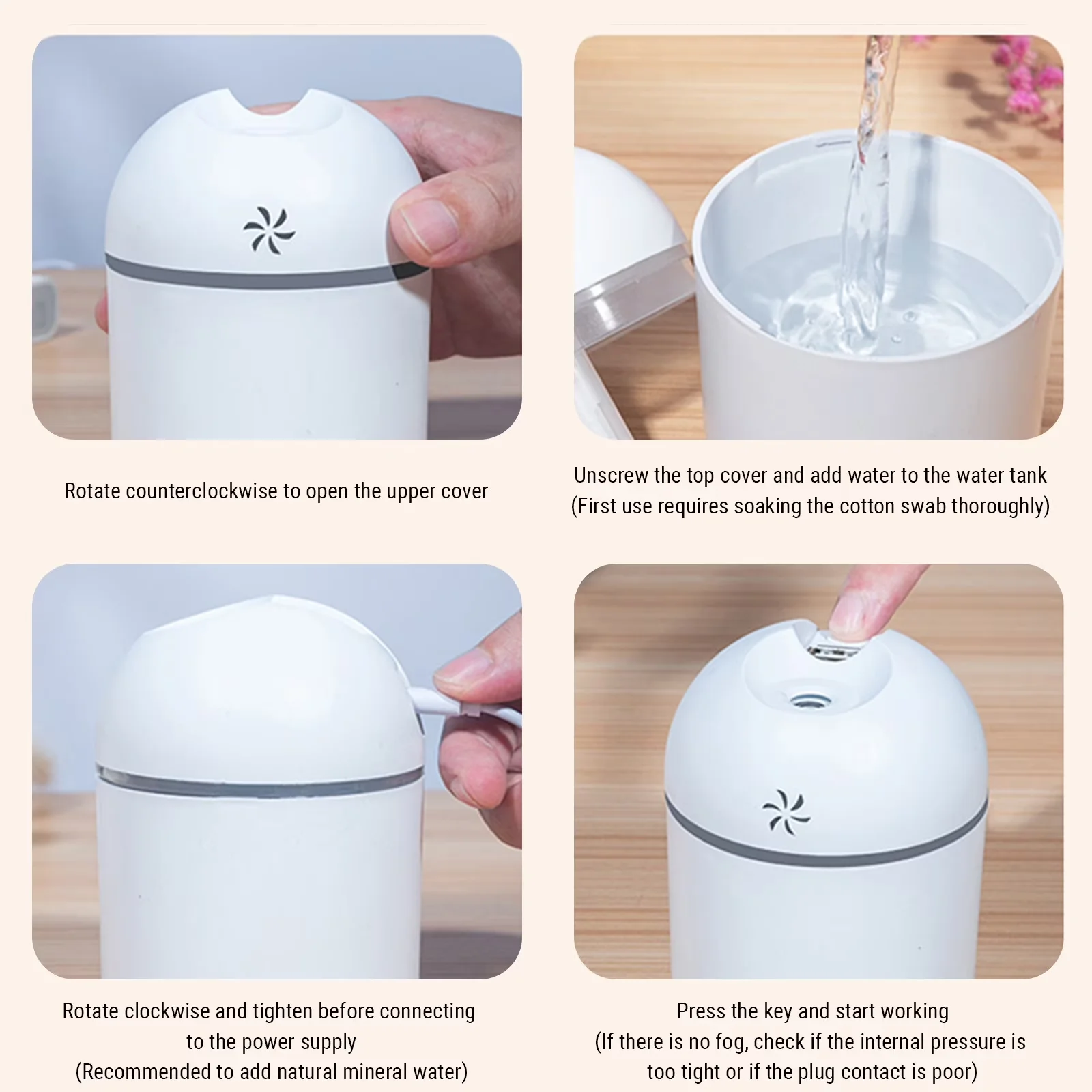Humidifier Essential with Safe, Convenient, Humidifiers - White for Bedroom, Office Model 413FF5