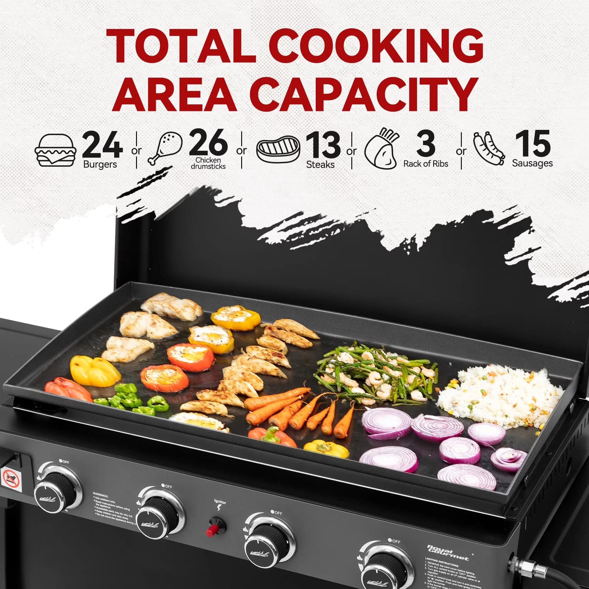 Reliable Flat Top Grill with Grease Pan, Tool Holder - Pre-Seasoned Steel (Griddle Top) Model 1ED264