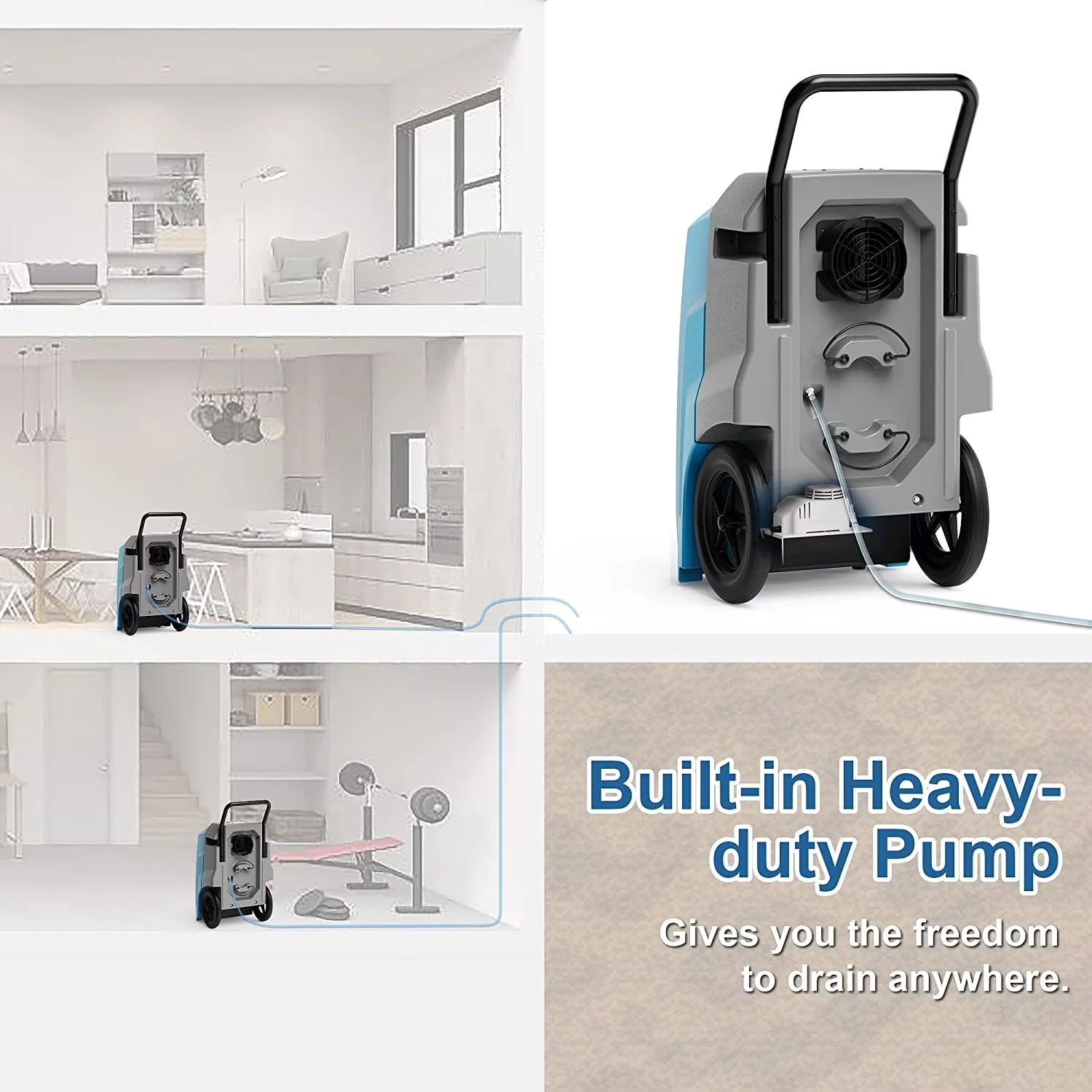 Premium Dehumidifier with Built-In Pump, Energy Efficient, Smart Technology Capable - Blue Model 919272