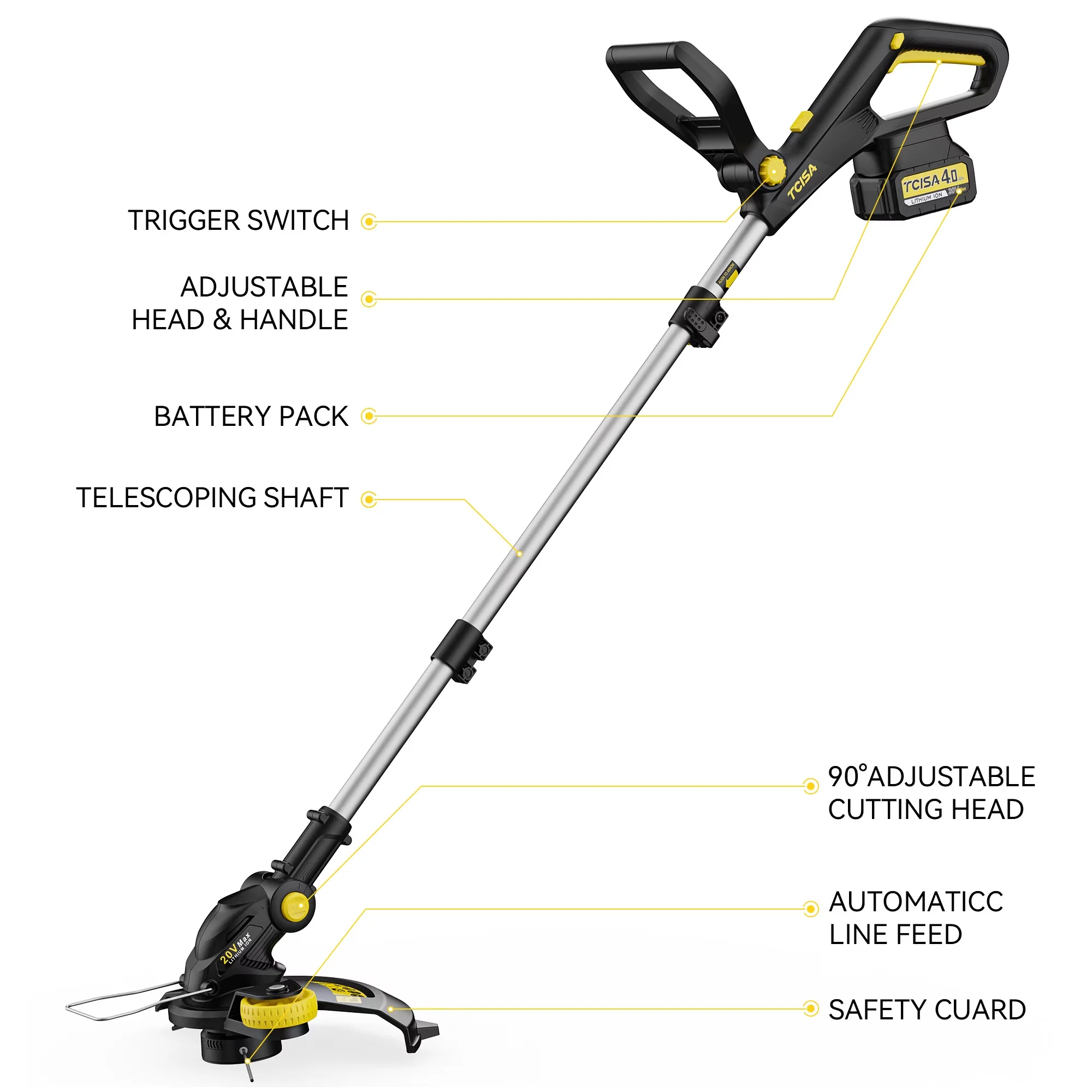 String Trimmer Efficient with Battery, 20V, 12-inch electric weed wacker & - Model 7079A2