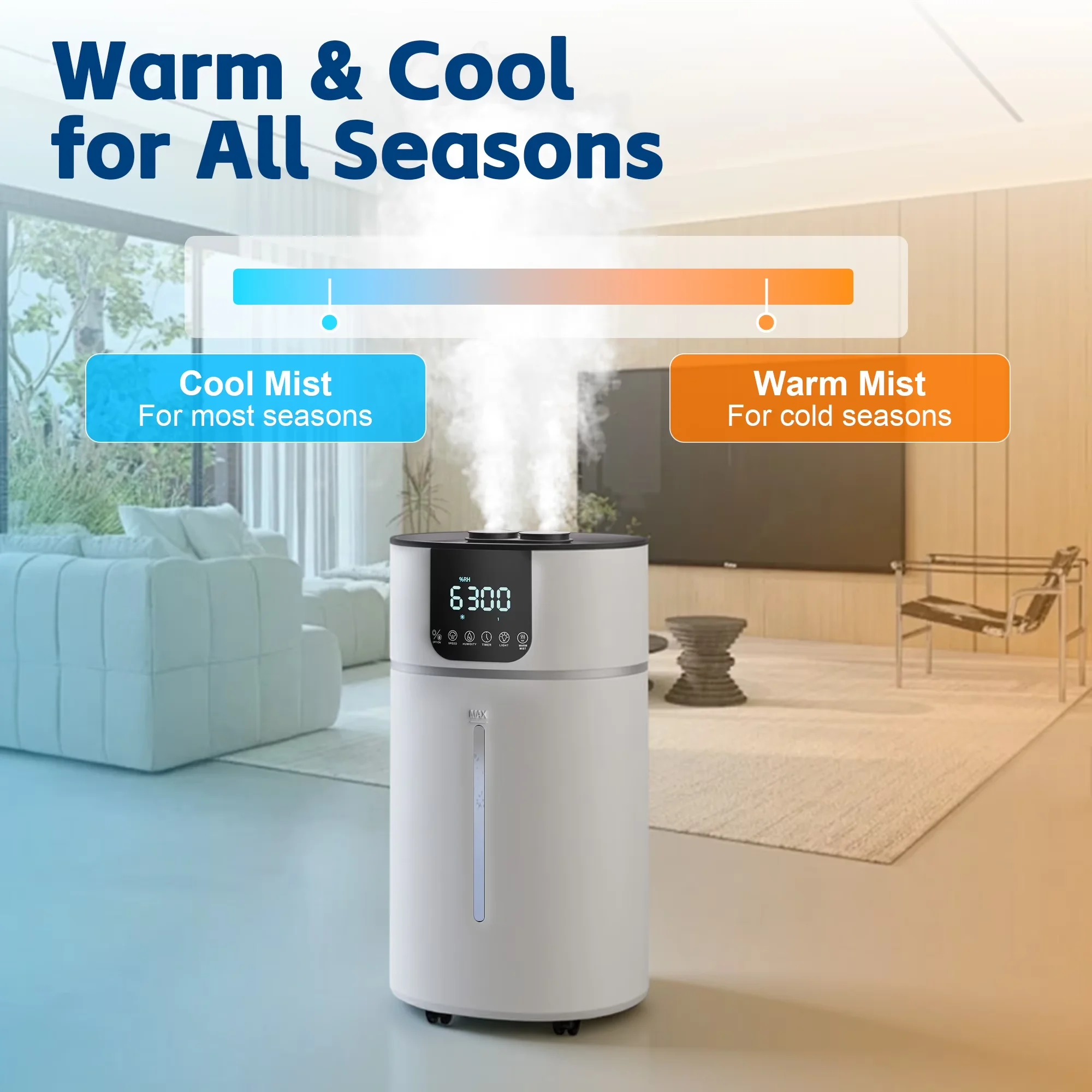 Humidifier Quality with Empty Tank Indicator, Water Level Indicator - White Model A1CBD6