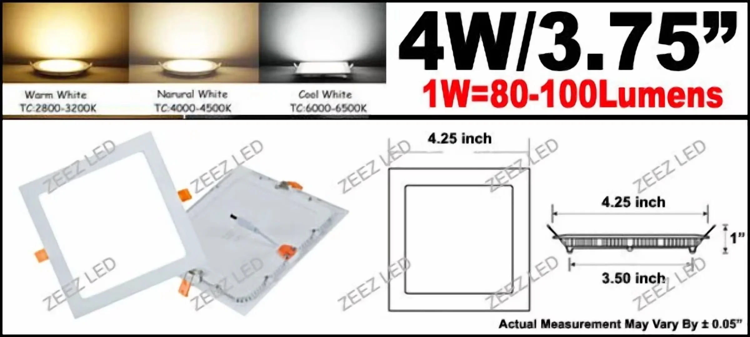 Ceiling Lights Fixture Efficient with LED, 4W - 75 - Universal Fit Model 0041F3