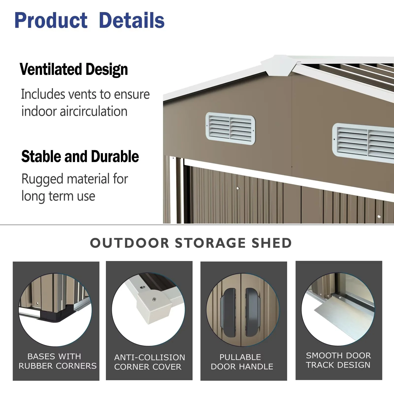 Quality Shed with Waterproof, Uv Resistant, Rust Resistant - Galvanized Metal Brown Model 46C4F9