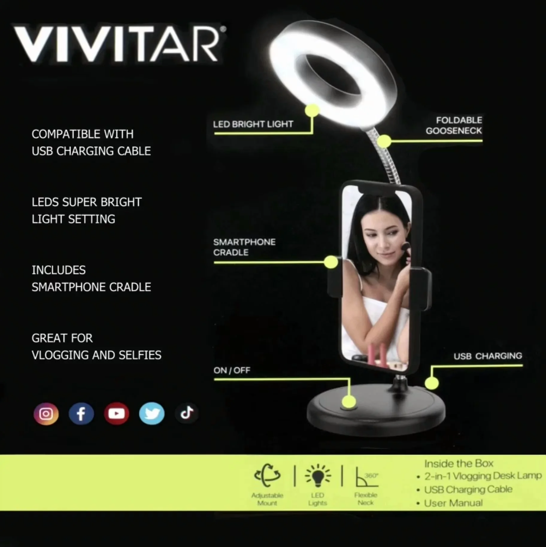 Versatile Desk Lamp with Vivitar Creator Series 2 In 1 Vlogging - Low Maintenance Model D1AEA4